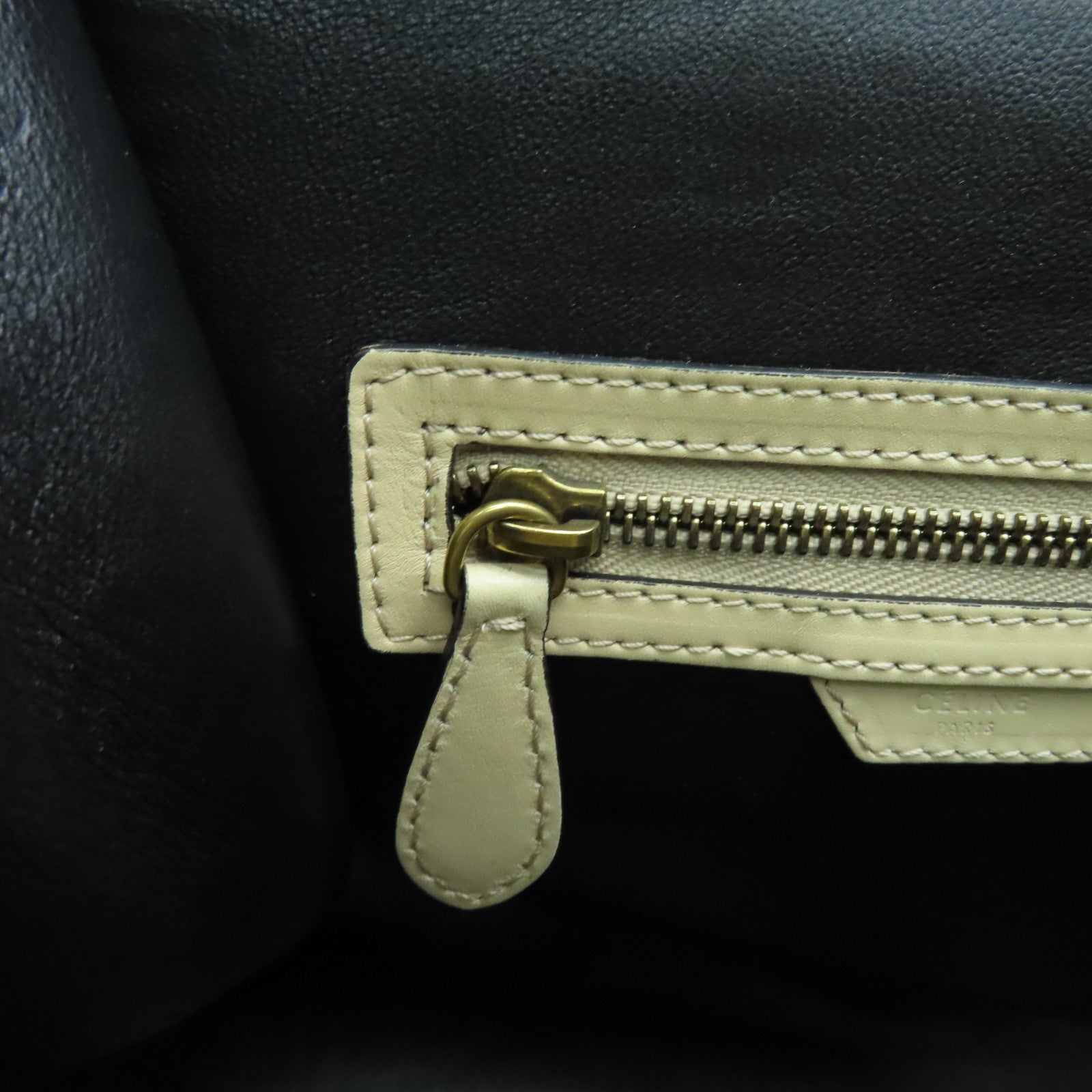 CELINE Leather Micro Luggage Gold Buckle Shoulder Bag Beige