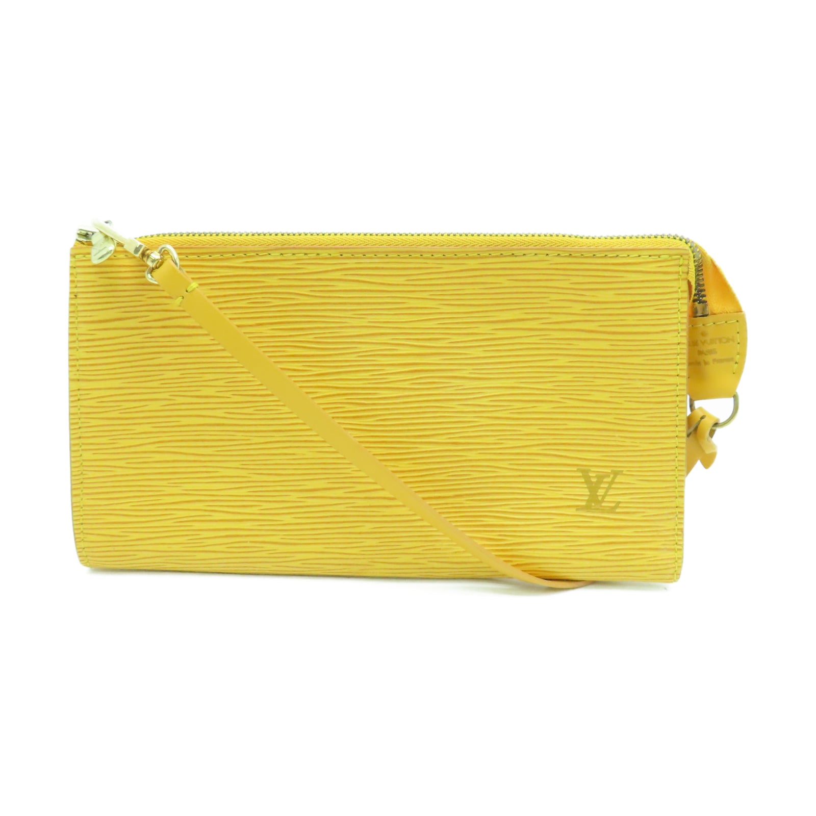 LOUIS VUITTON Epi Pochette Accessories金扣手拿包黃色