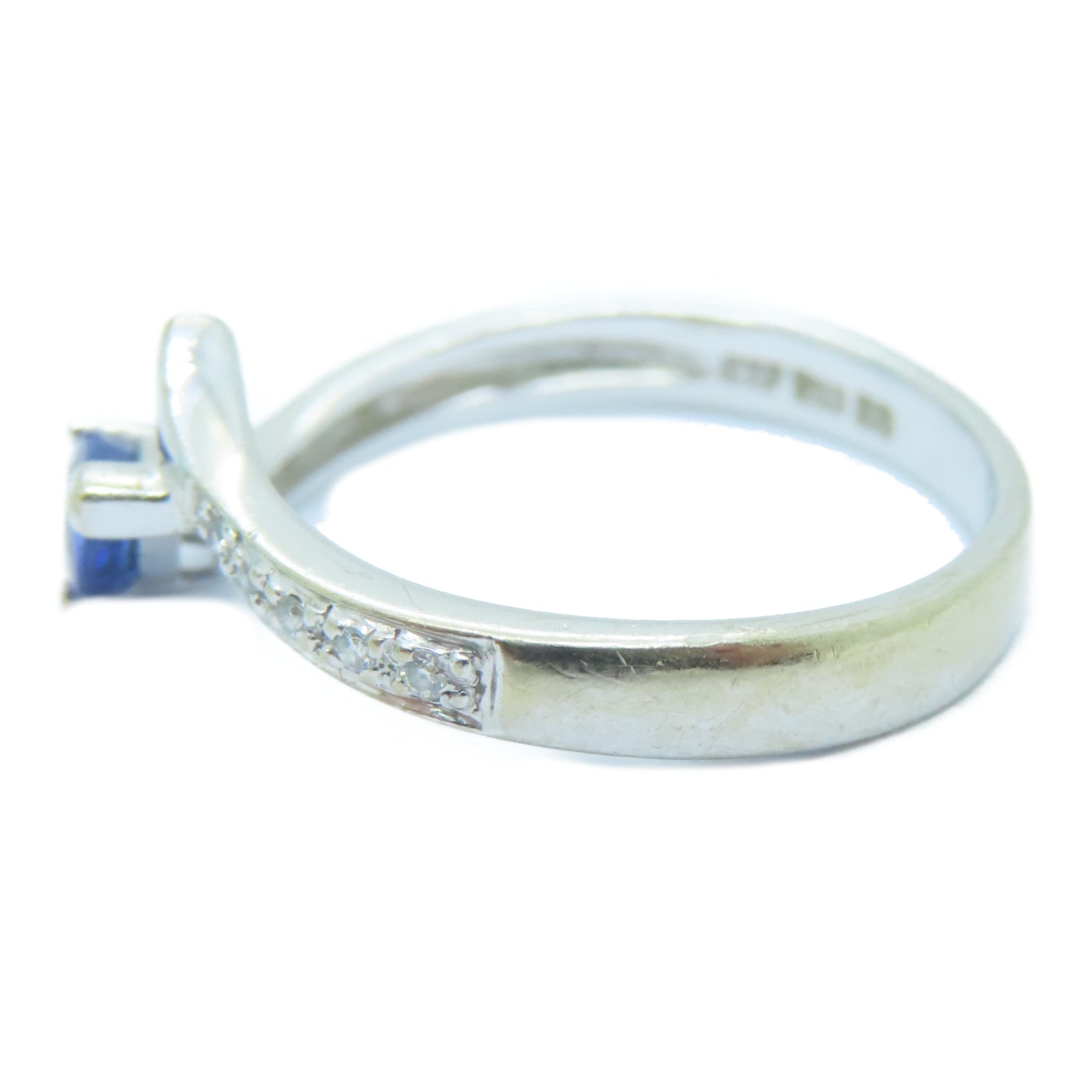 JEWELRY 【激减优惠】18K白金0.49ct蓝宝石0.04ct钻石Sapphire Ring戒指US#6.25