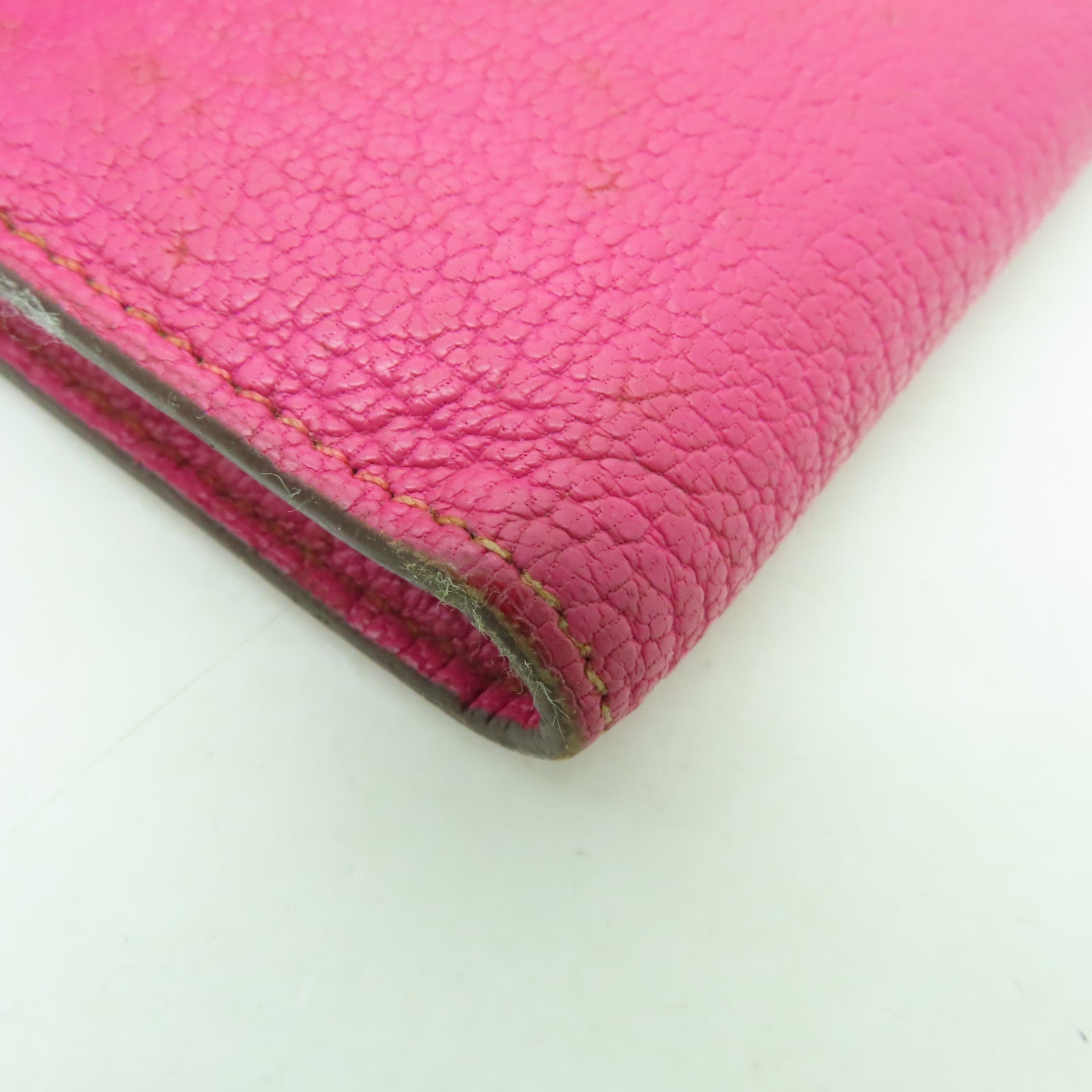 HERMES Chevre皮革Kelly Classic銀扣長錢包Fuschia Pink粉紅色