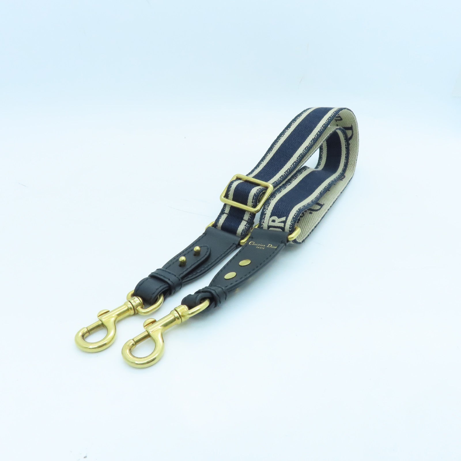 Dior Canvas Adjustable Strap Gold Buckle Charm White/Blue Black