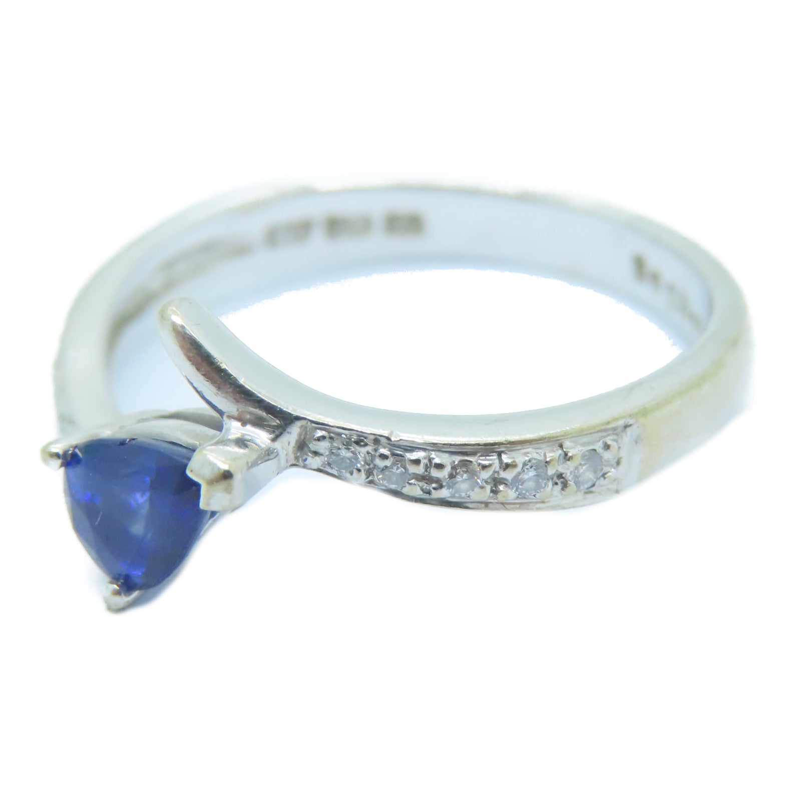 JEWELRY 【激减优惠】18K白金0.49ct蓝宝石0.04ct钻石Sapphire Ring戒指US#6.25