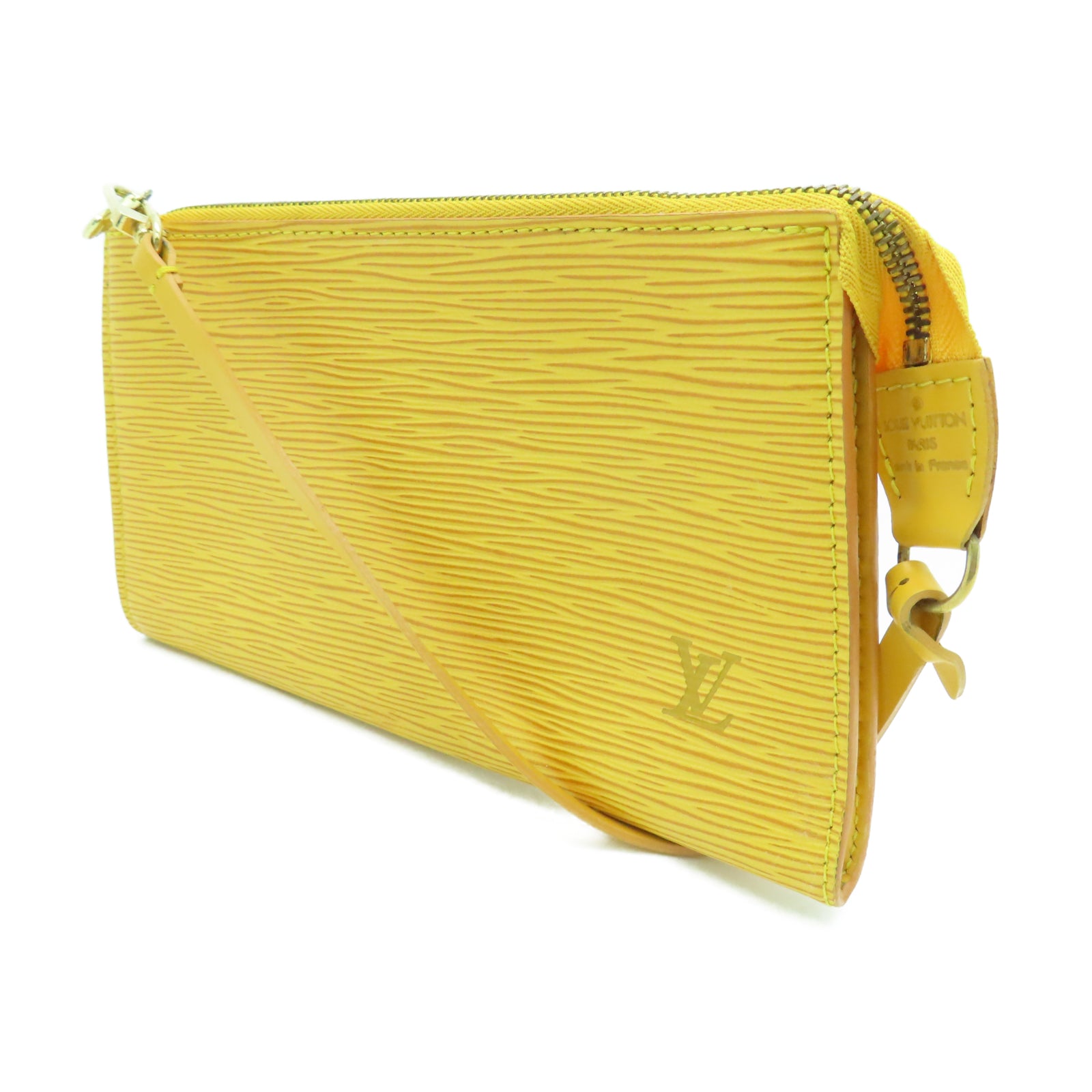 LOUIS VUITTON Epi Pochette Accessories金扣手拿包黃色