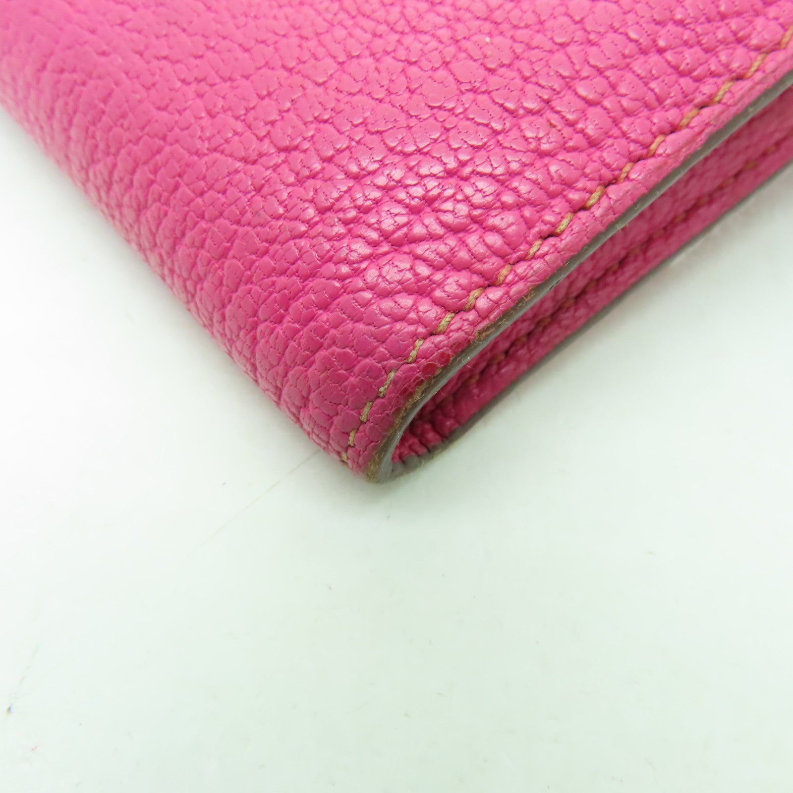 HERMES Chevre皮革Kelly Classic銀扣長錢包Fuschia Pink粉紅色