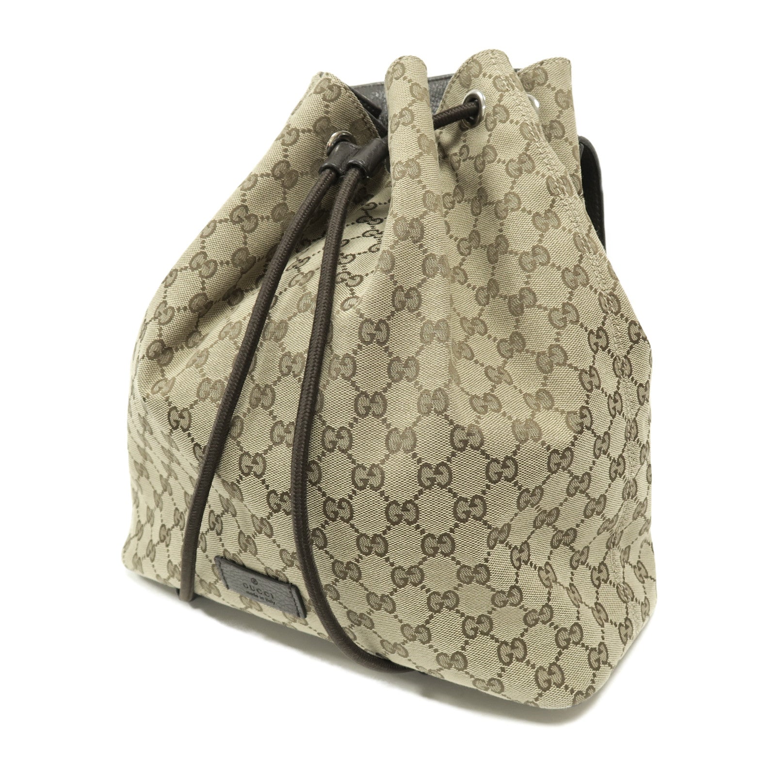 GUCCI 帆布Backpack銀扣背包啡色