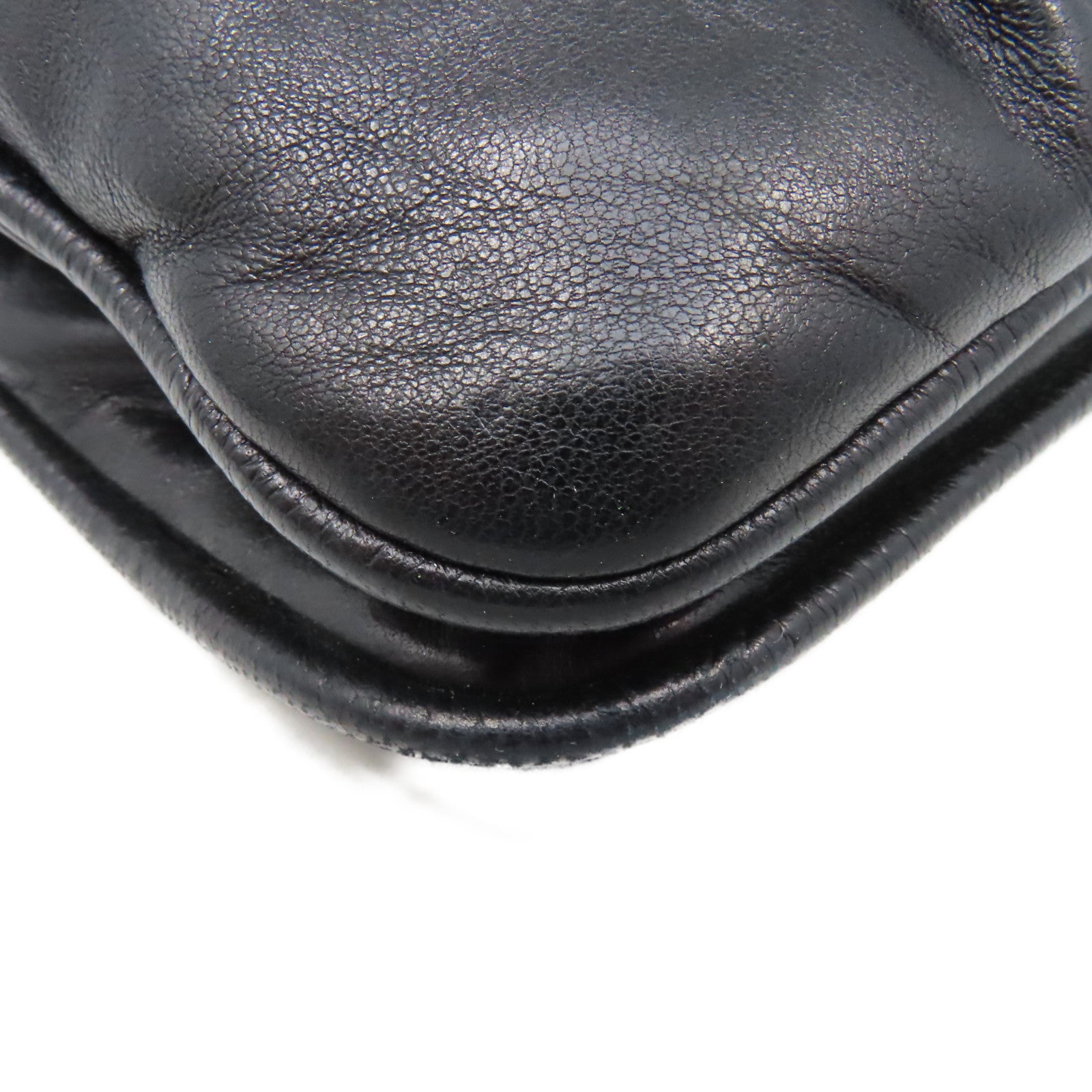 CHANEL 菱格羊皮皮革Chain Shoulder Bag銀扣鏈帶肩背袋黑色