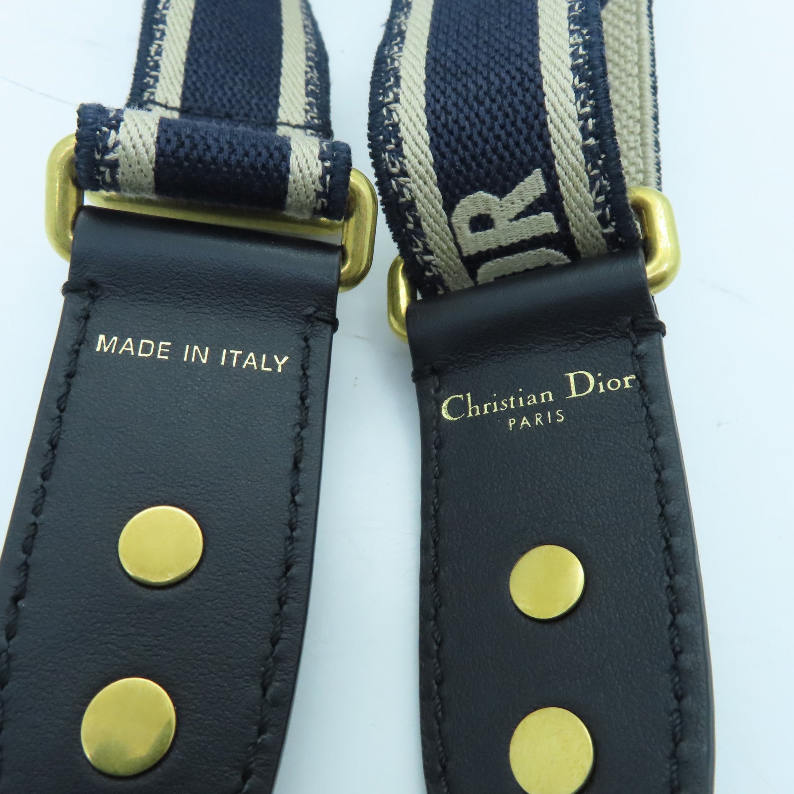 Dior Canvas Adjustable Strap Gold Buckle Charm White/Blue Black