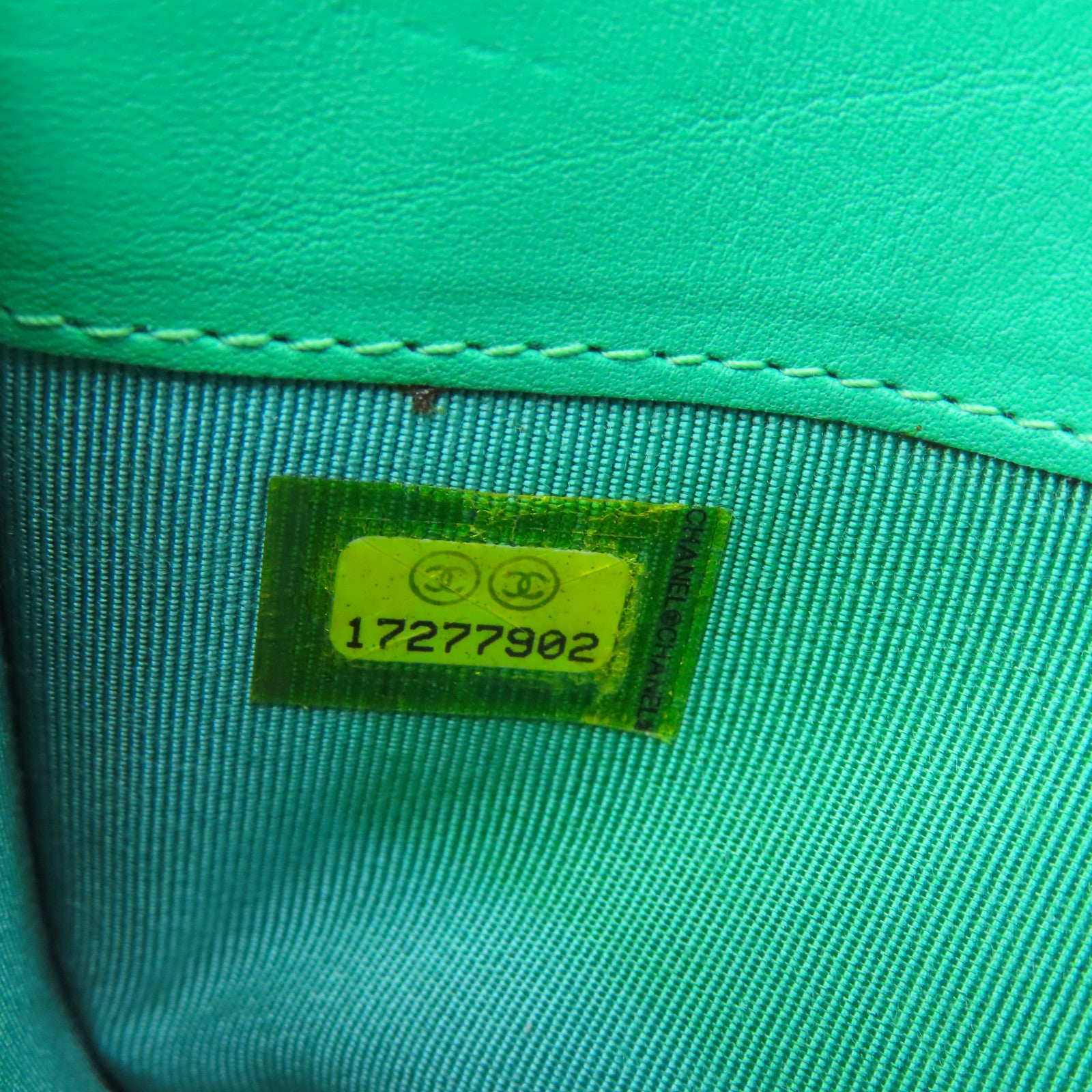 CHANEL 菱格漆皮皮革Long Wallet銀扣長錢包綠色