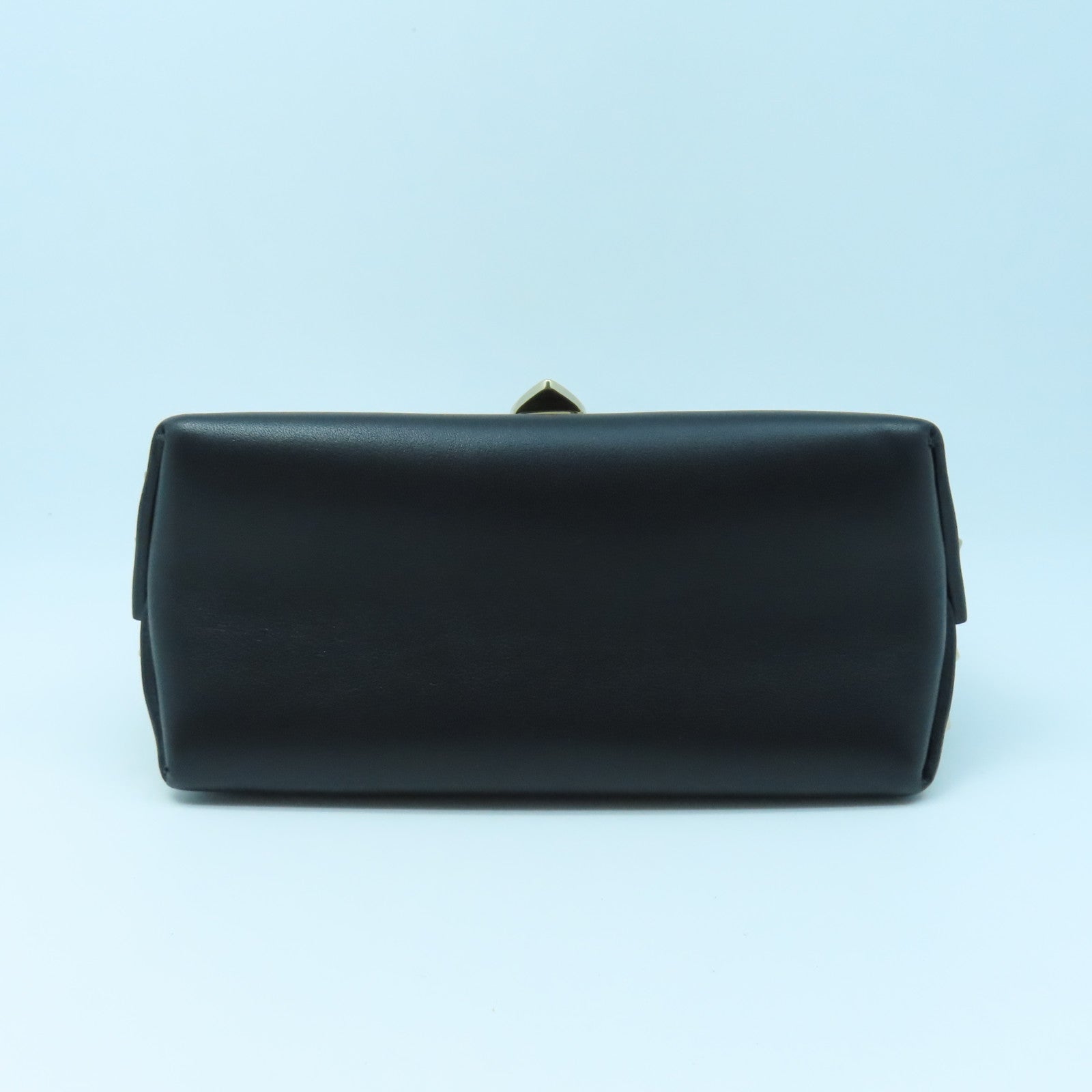 Valentino Leather Shoulder Bag Gold Buckle Chain Shoulder Bag Black