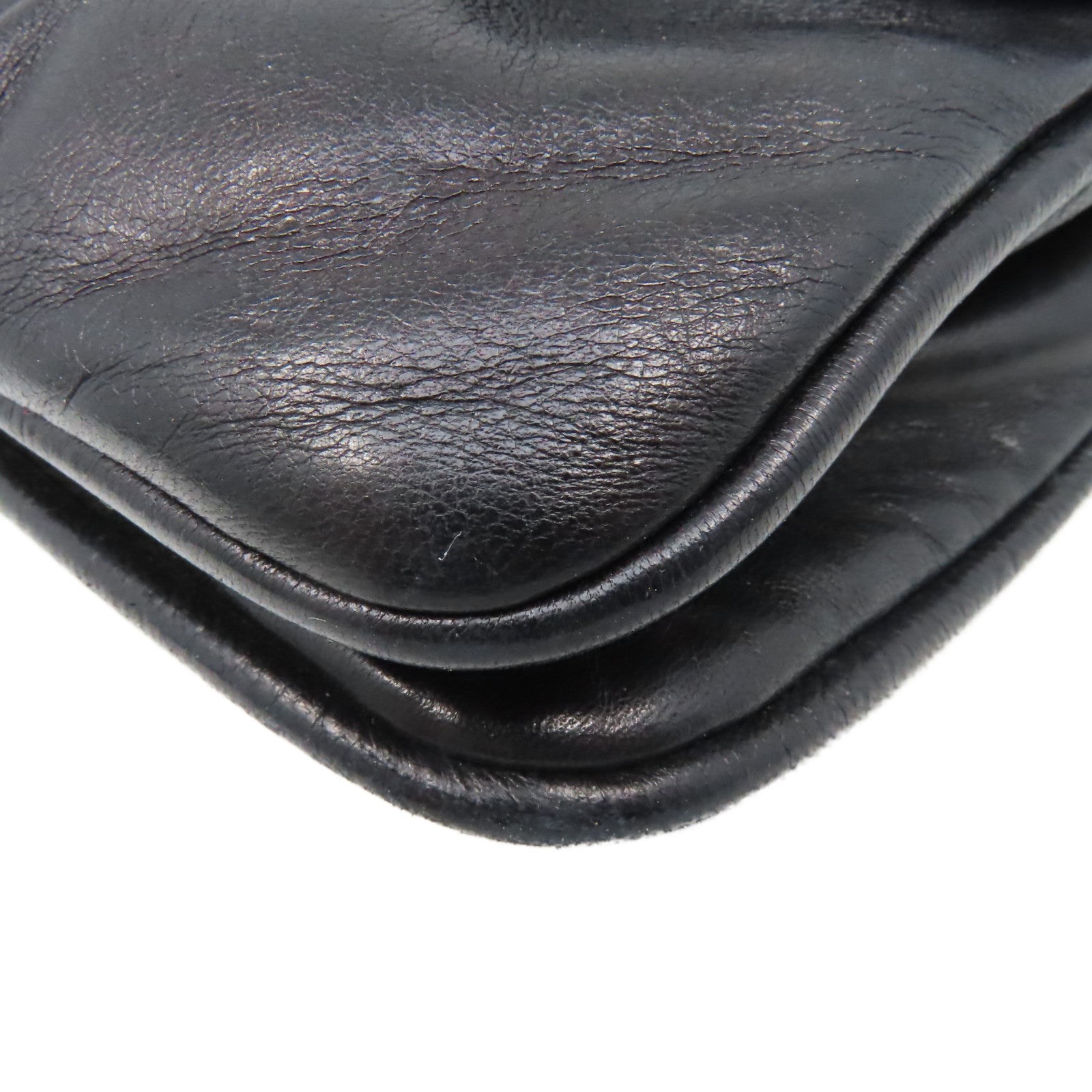 CHANEL 菱格羊皮皮革Chain Shoulder Bag銀扣鏈帶肩背袋黑色