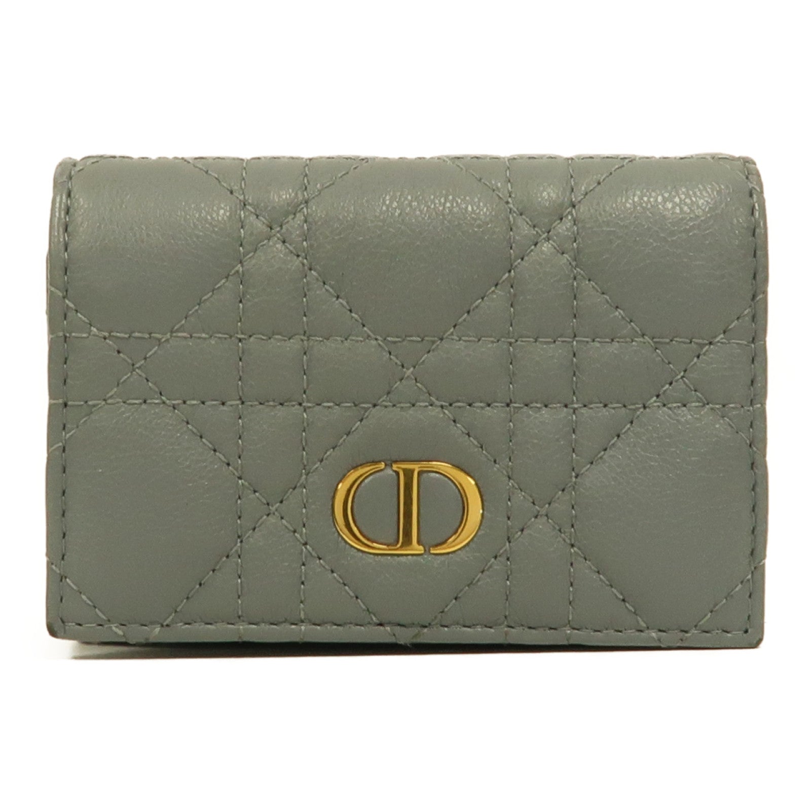 Dior 牛皮皮革Caro XS Wallet金扣錢包淺藍色