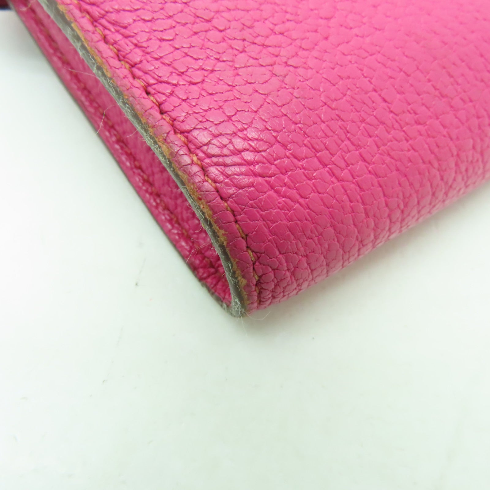 HERMES Chevre皮革Kelly Classic銀扣長錢包Fuschia Pink粉紅色