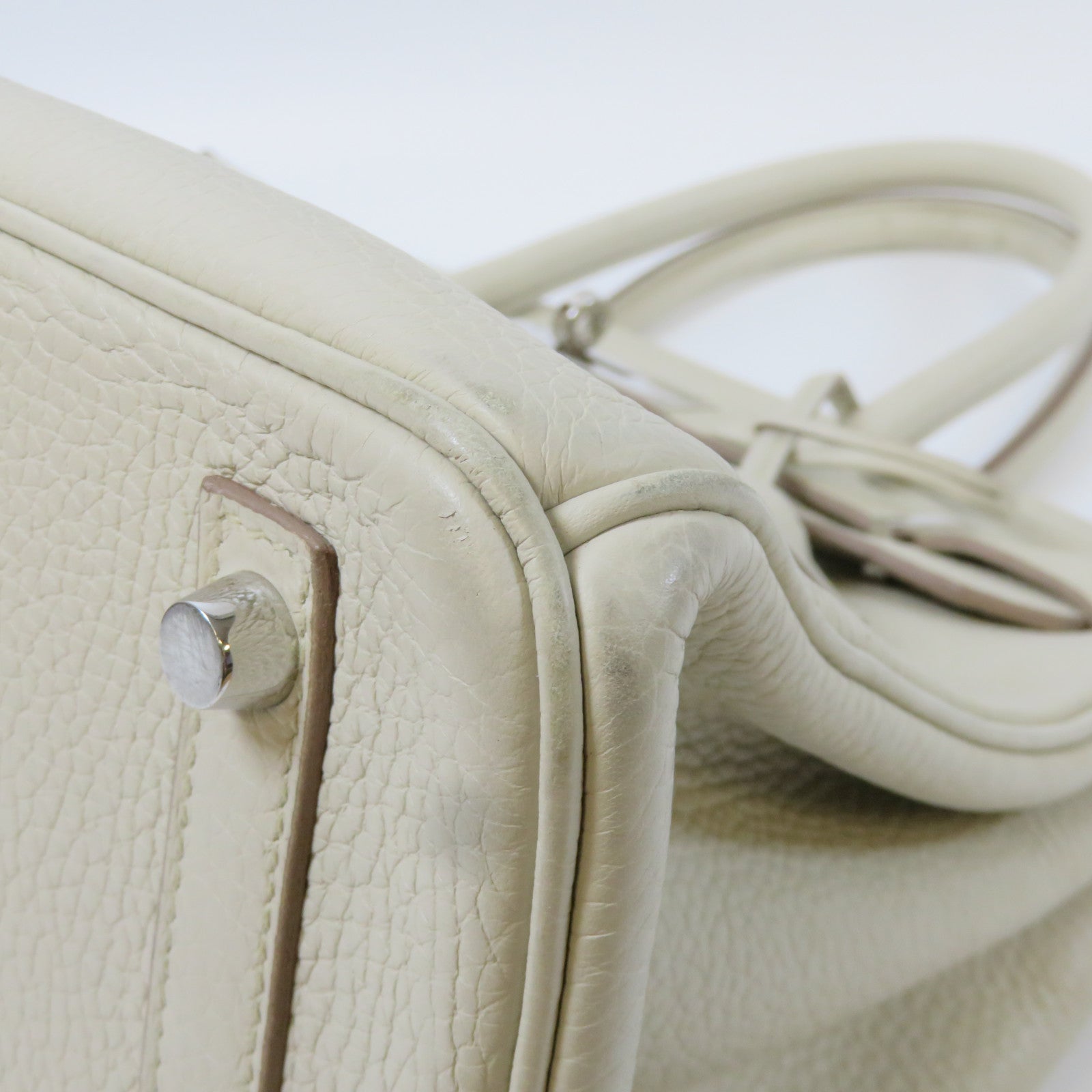 HERMES Togo皮革Birkin 30銀扣手挽袋奶油白色