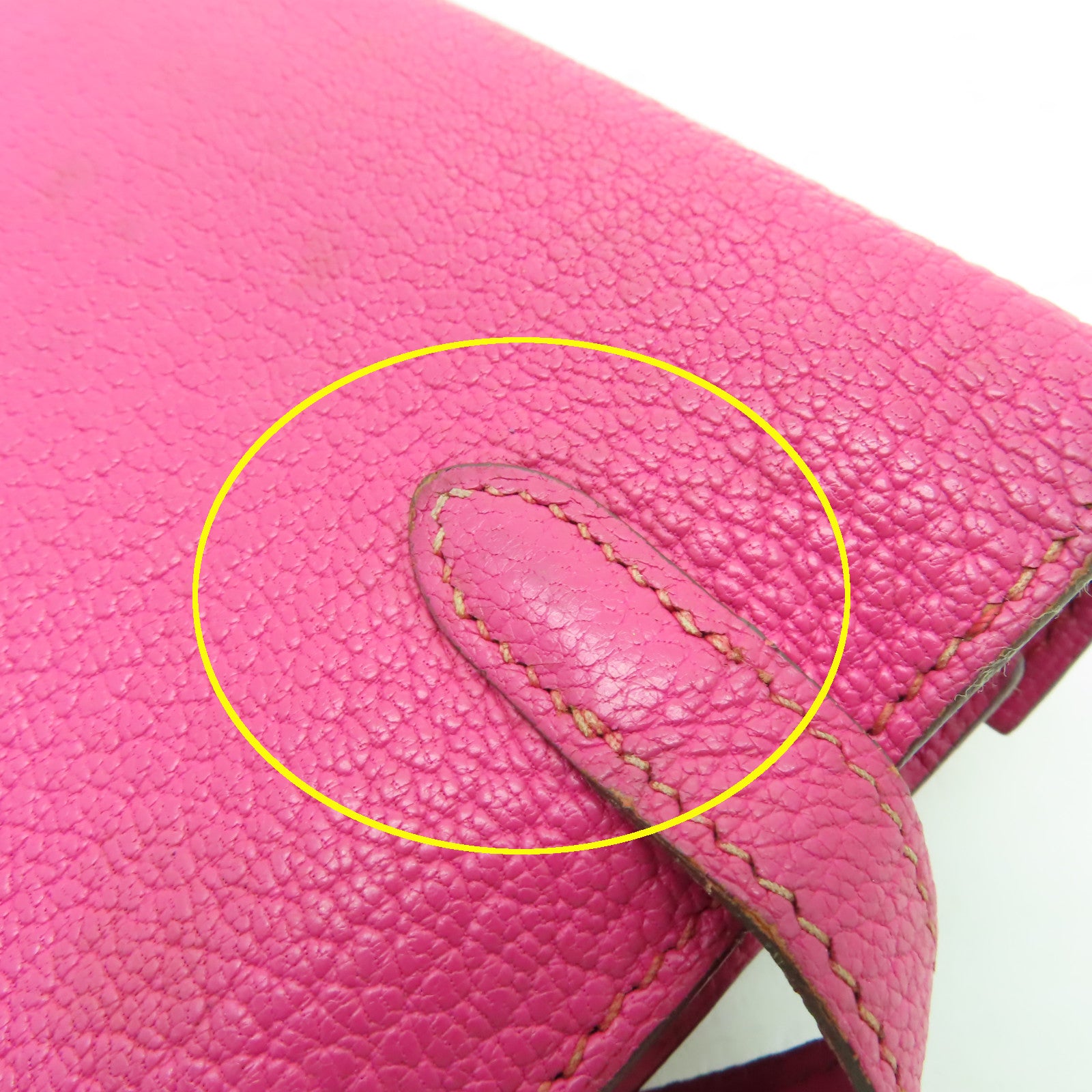 HERMES Chevre皮革Kelly Classic銀扣長錢包Fuschia Pink粉紅色