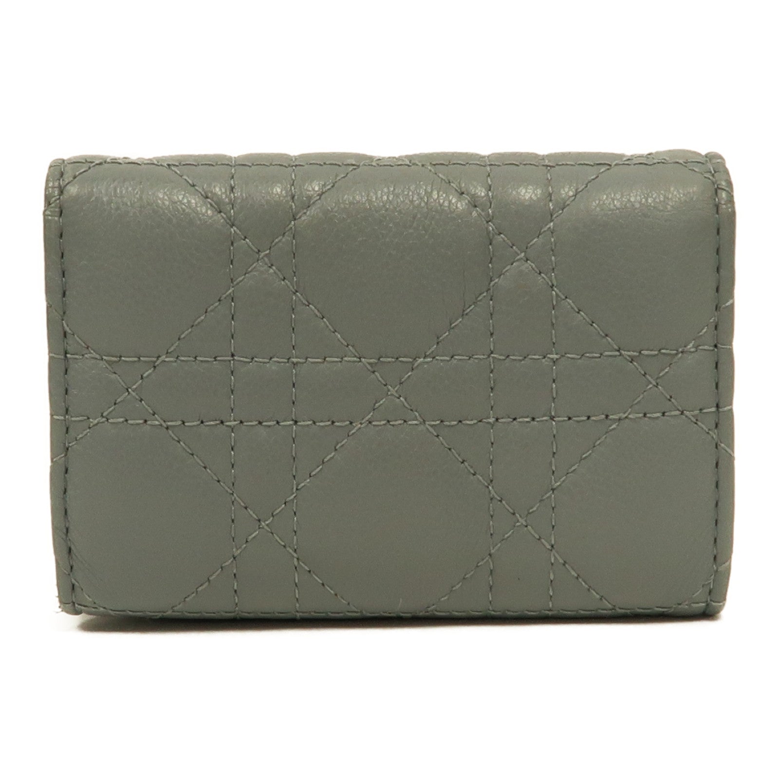 Dior 牛皮皮革Caro XS Wallet金扣錢包淺藍色
