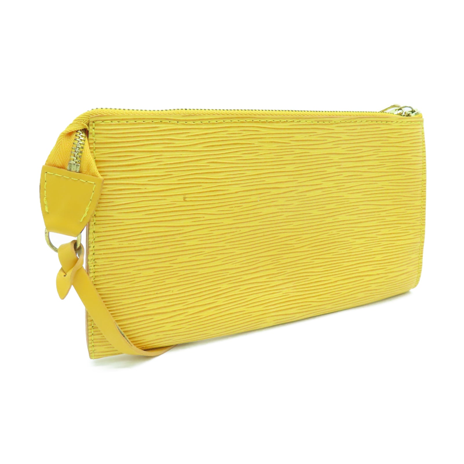 LOUIS VUITTON Epi Pochette Accessories金扣手拿包黃色