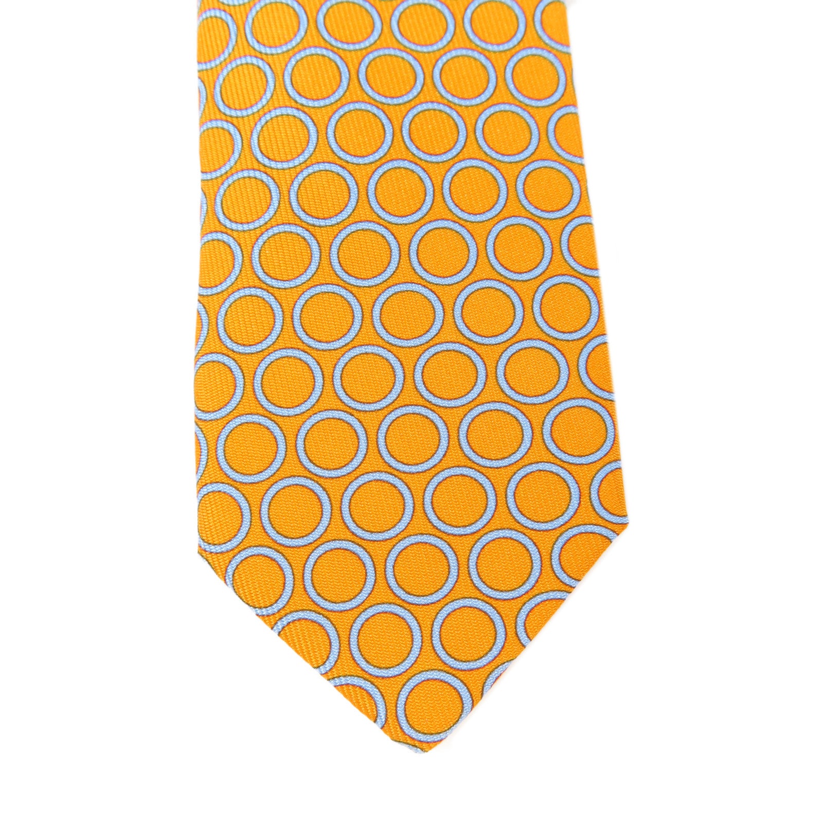 HERMES 絲質Necktie領帶橙色/淺藍色