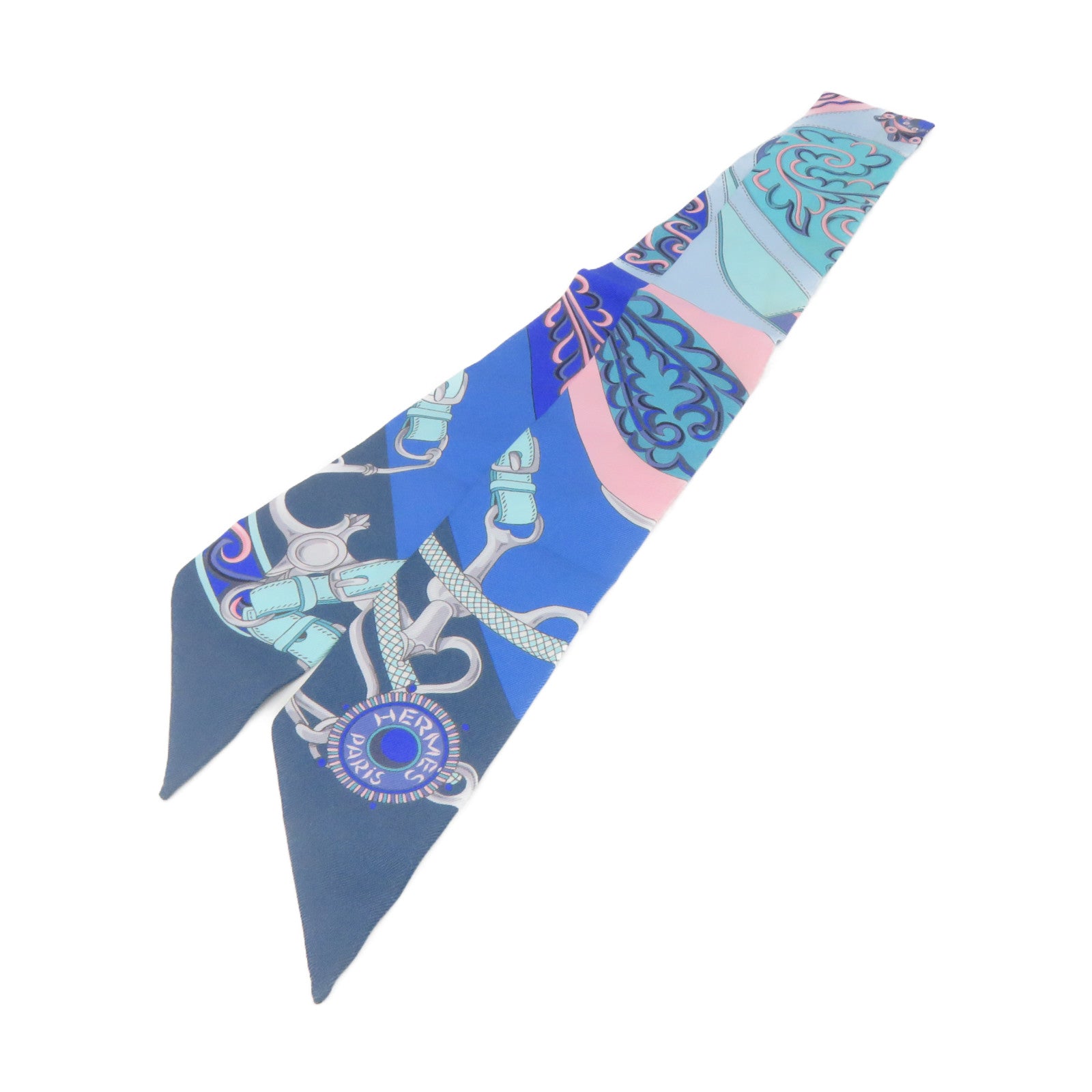 HERMES 【激減優惠】絲質Twilly Scarf絲巾藍色/粉紅色/彩色