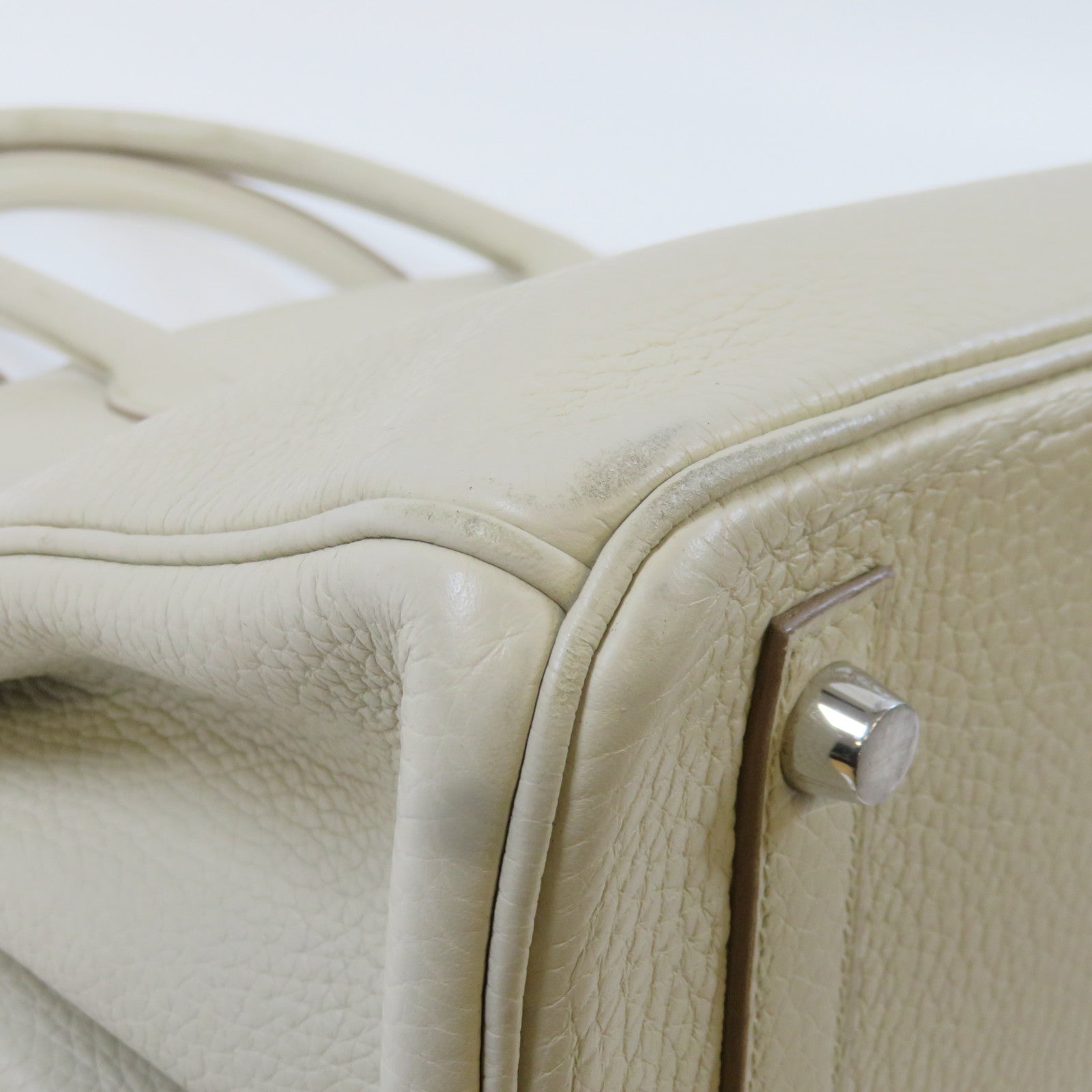 HERMES Togo皮革Birkin 30銀扣手挽袋奶油白色