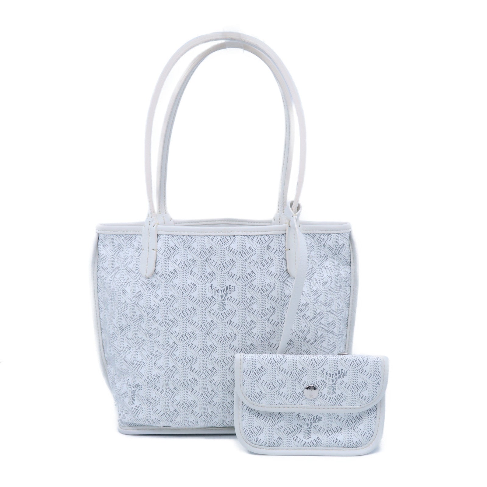 GOYARD 塗層帆布Anjou Mini Bag銀扣手挽袋白色