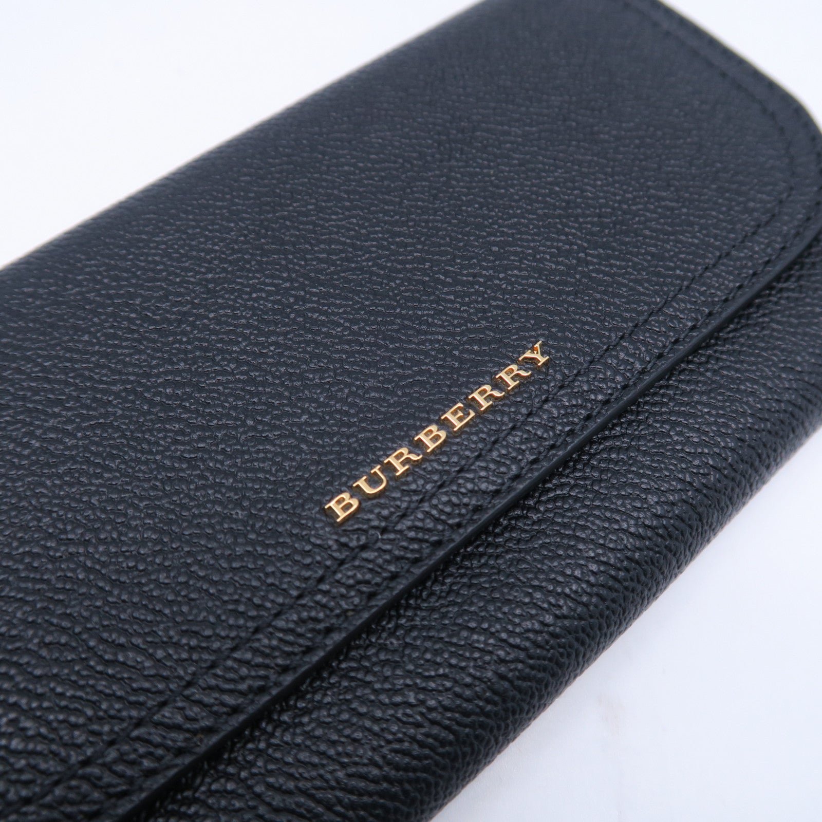 BURBERRY 牛皮皮革Long wallet金扣長錢包黑色