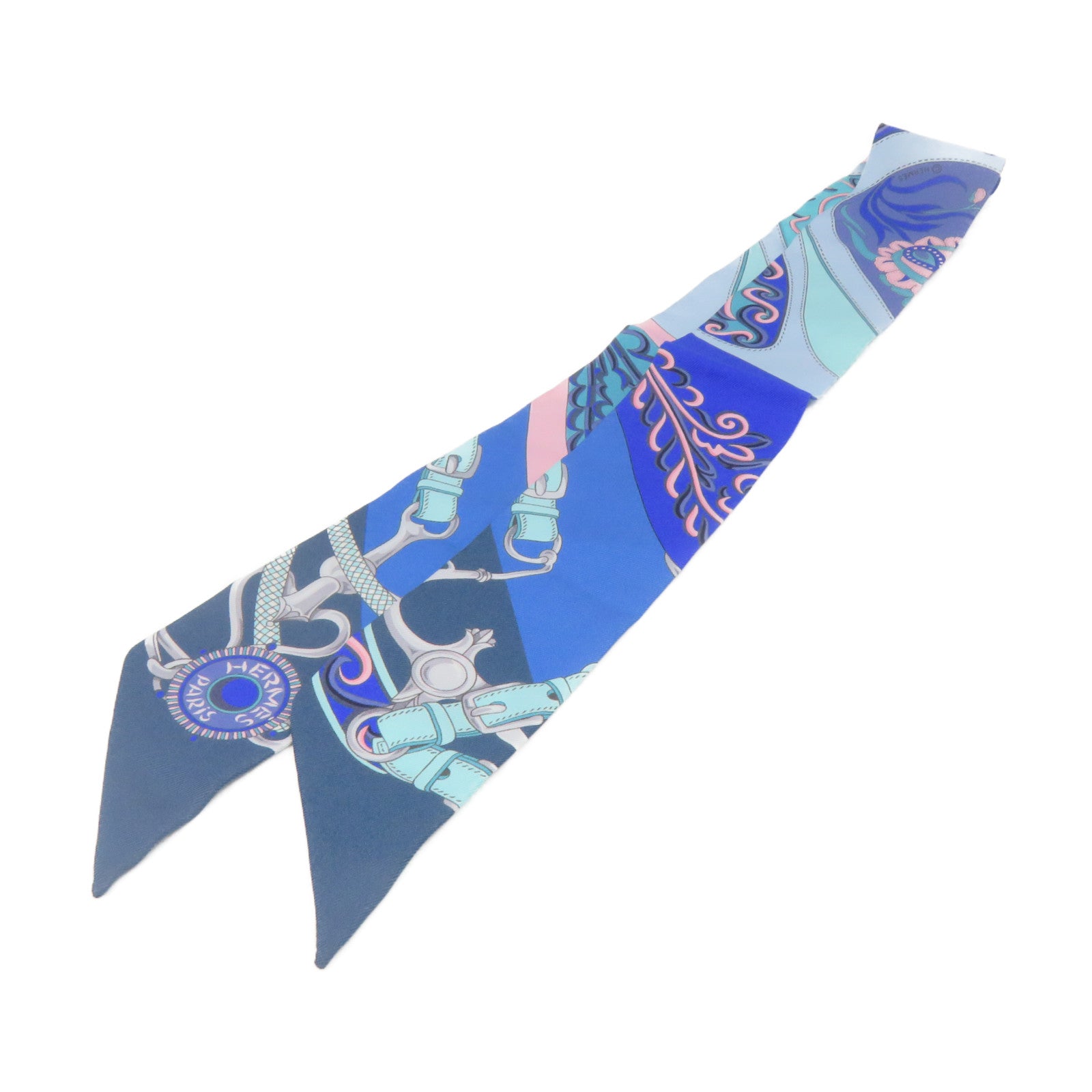 HERMES 【激減優惠】絲質Twilly Scarf絲巾藍色/粉紅色/彩色