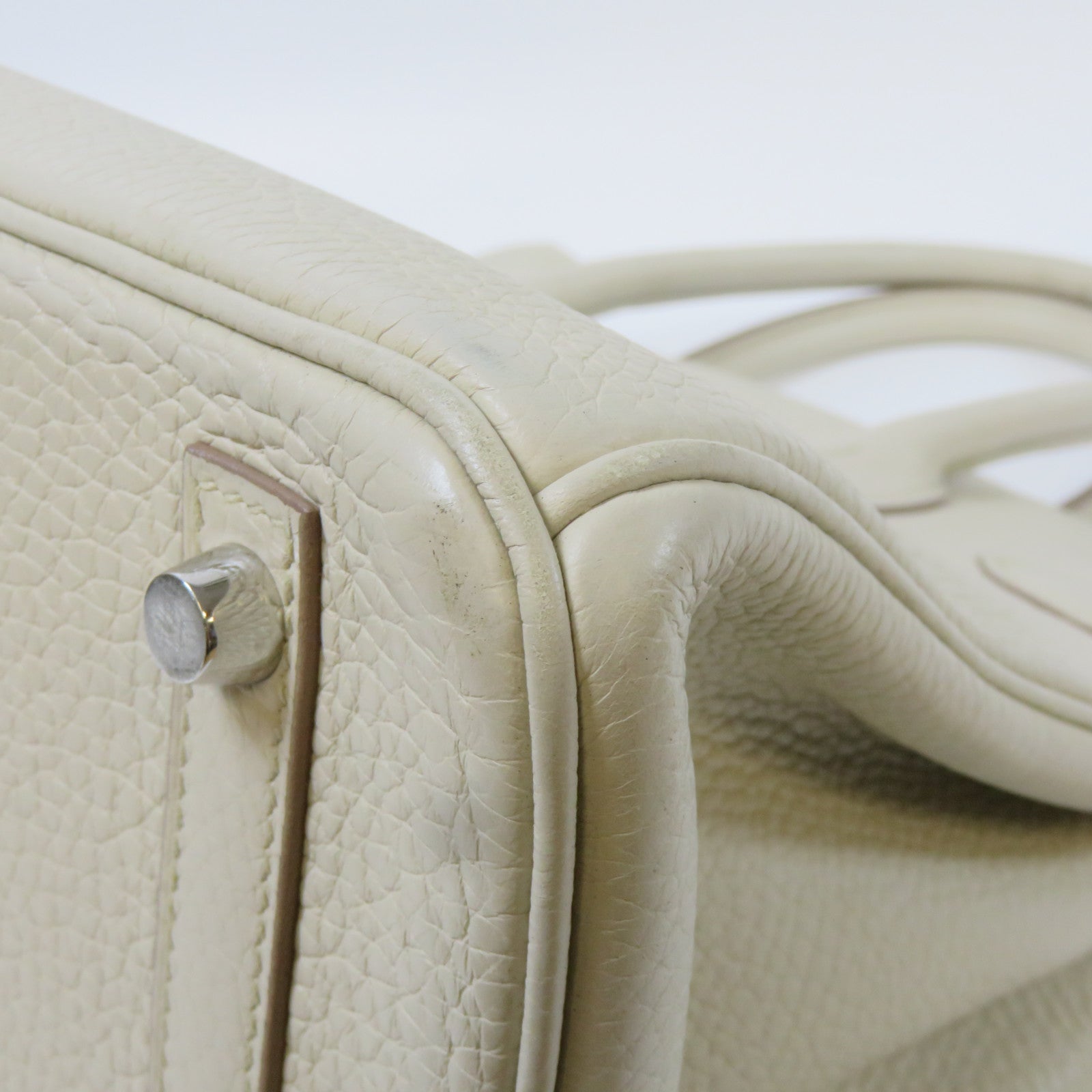 HERMES Togo皮革Birkin 30銀扣手挽袋奶油白色