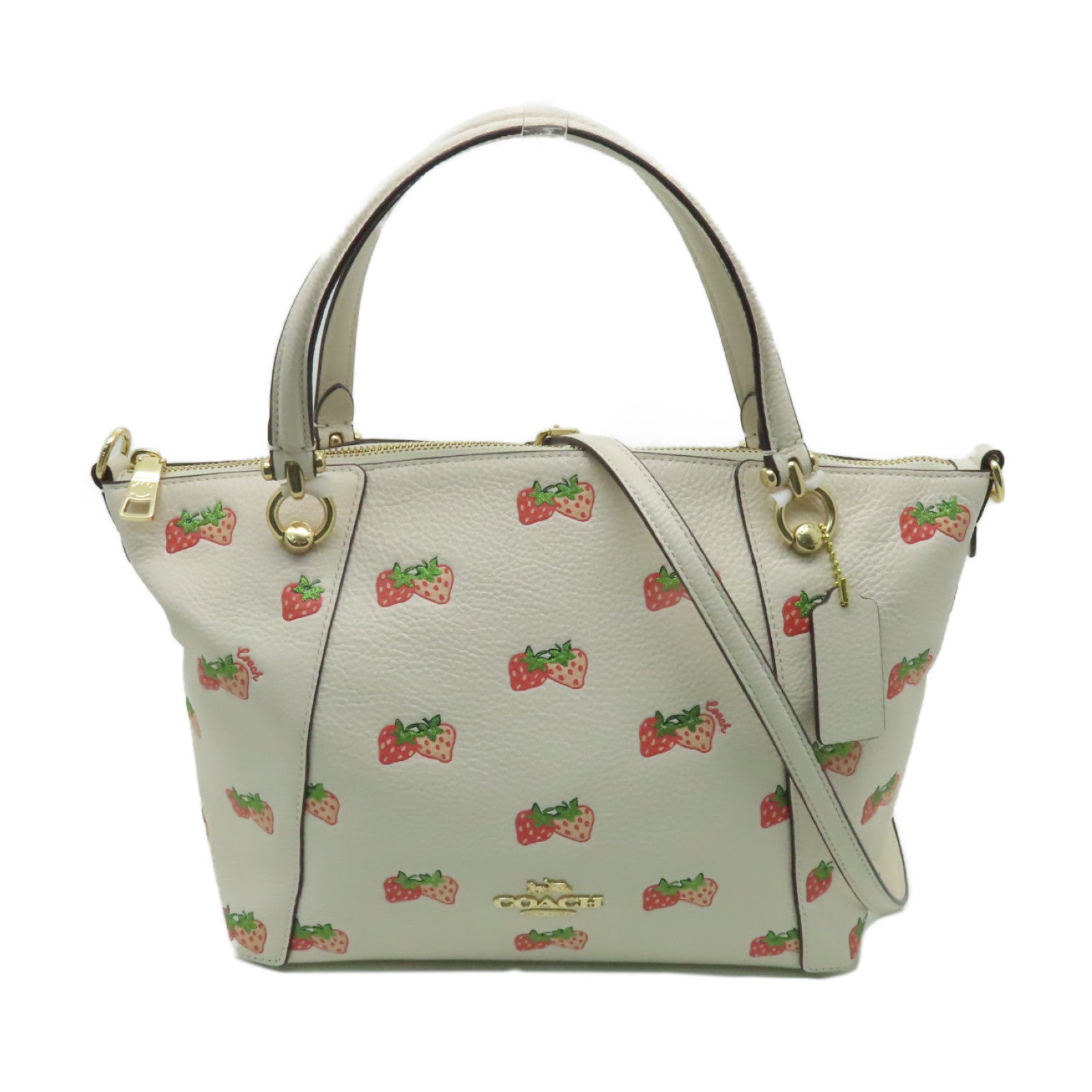 COACH 牛皮皮革Shoulder Bag金扣手挽肩背兩用袋白色/紅色/粉紅色