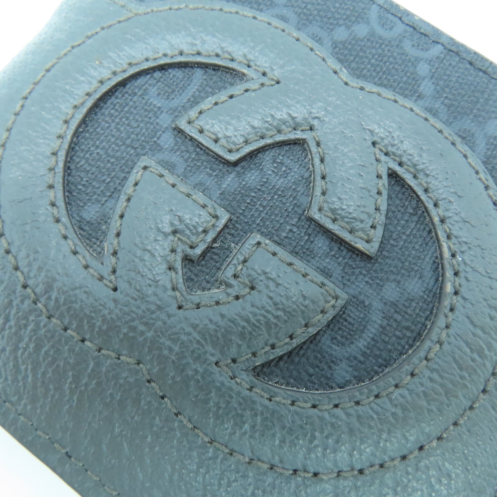 GUCCI 牛皮皮革/帆布Interlocking G Wallet钱包灰色/黑色