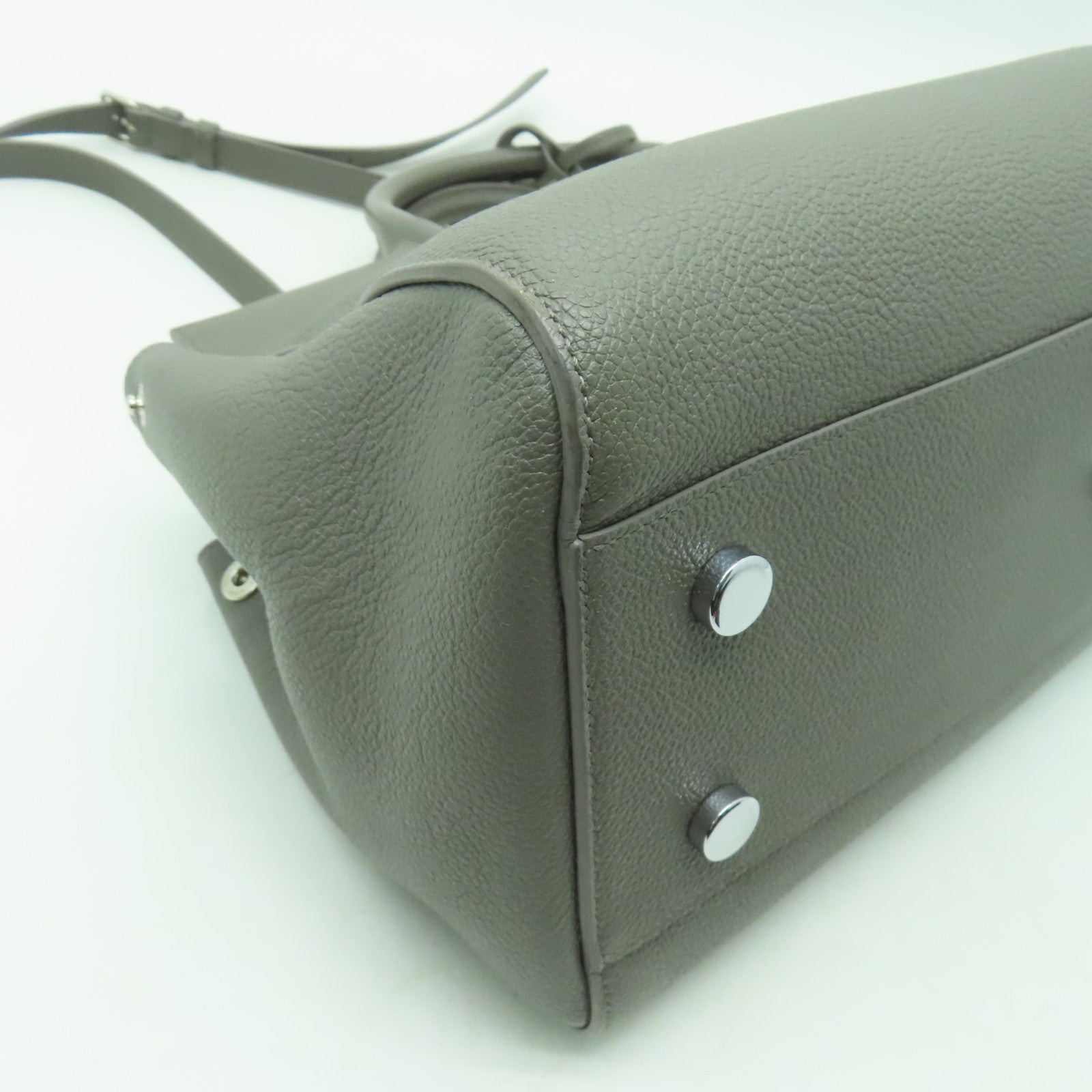 SAINT LAURENT 牛皮皮革2 Way Shoulder銀扣手挽肩背兩用袋灰色