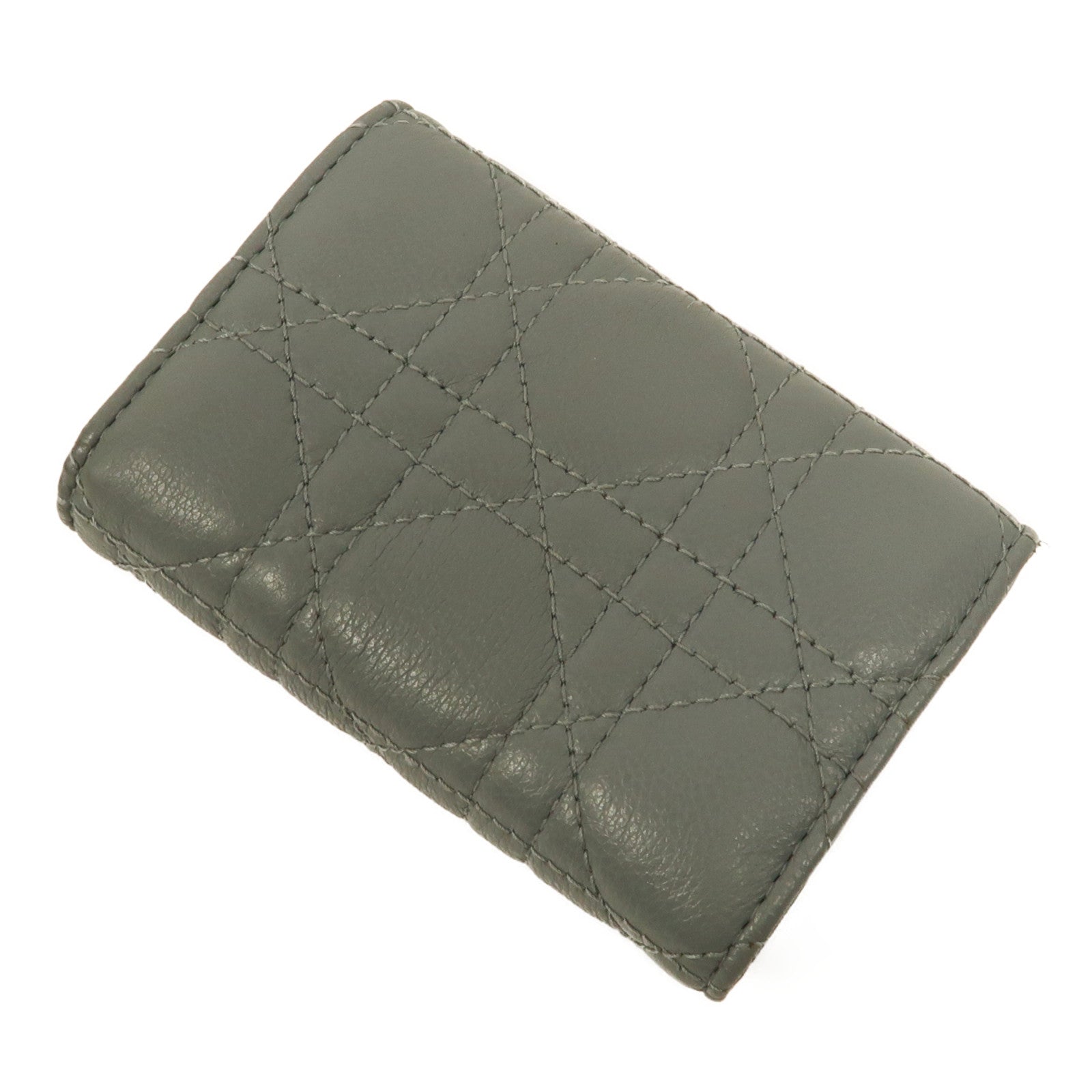 Dior 牛皮皮革Caro XS Wallet金扣錢包淺藍色