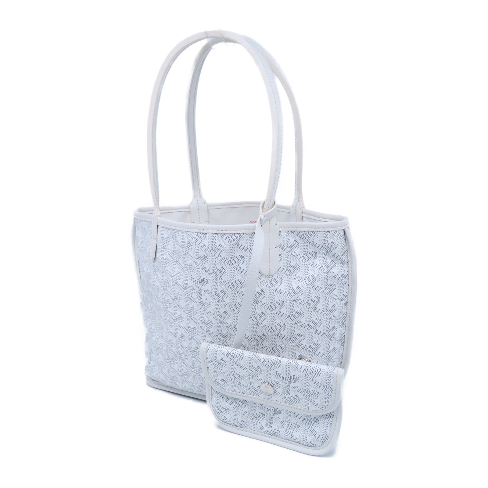 GOYARD 塗層帆布Anjou Mini Bag銀扣手挽袋白色