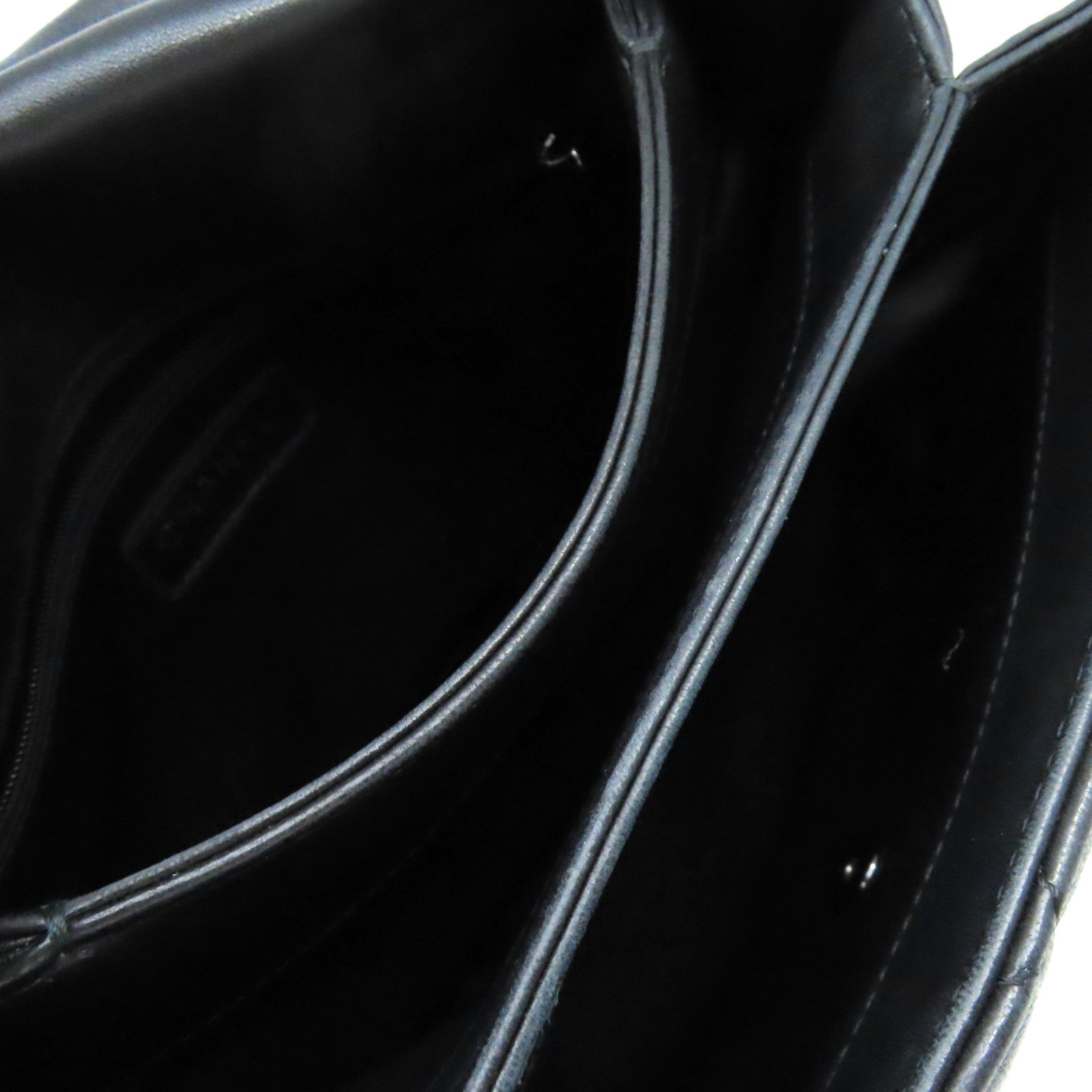 CHANEL 菱格羊皮皮革Chain Shoulder Bag銀扣鏈帶肩背袋黑色
