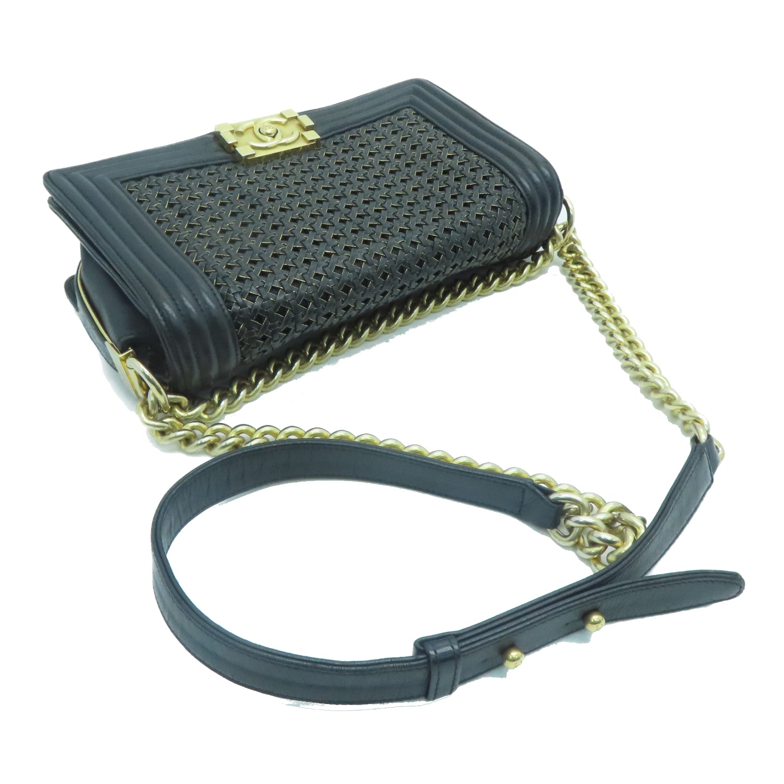 CHANEL 【激减优惠】牛皮皮革Boy Chanel 25cm金扣肩背袋黑色