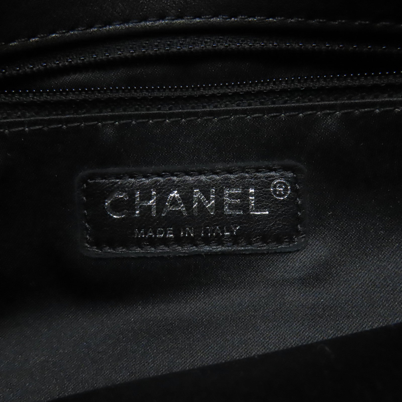 CHANEL 菱格羊皮皮革Chain Shoulder Bag銀扣鏈帶肩背袋黑色