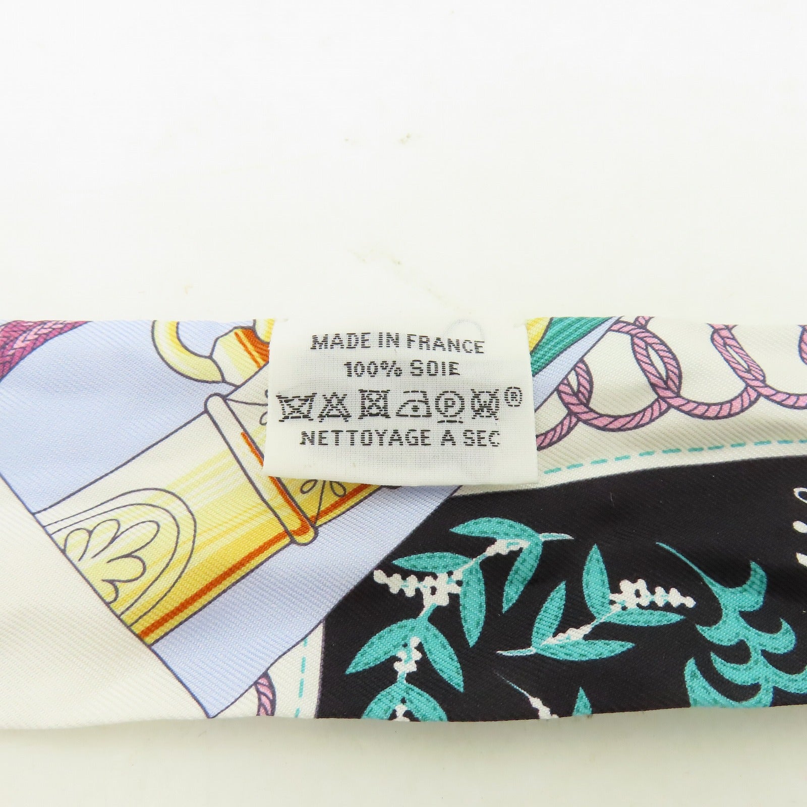 HERMES 絲質Twilly絲巾黑色/淺藍色/白色