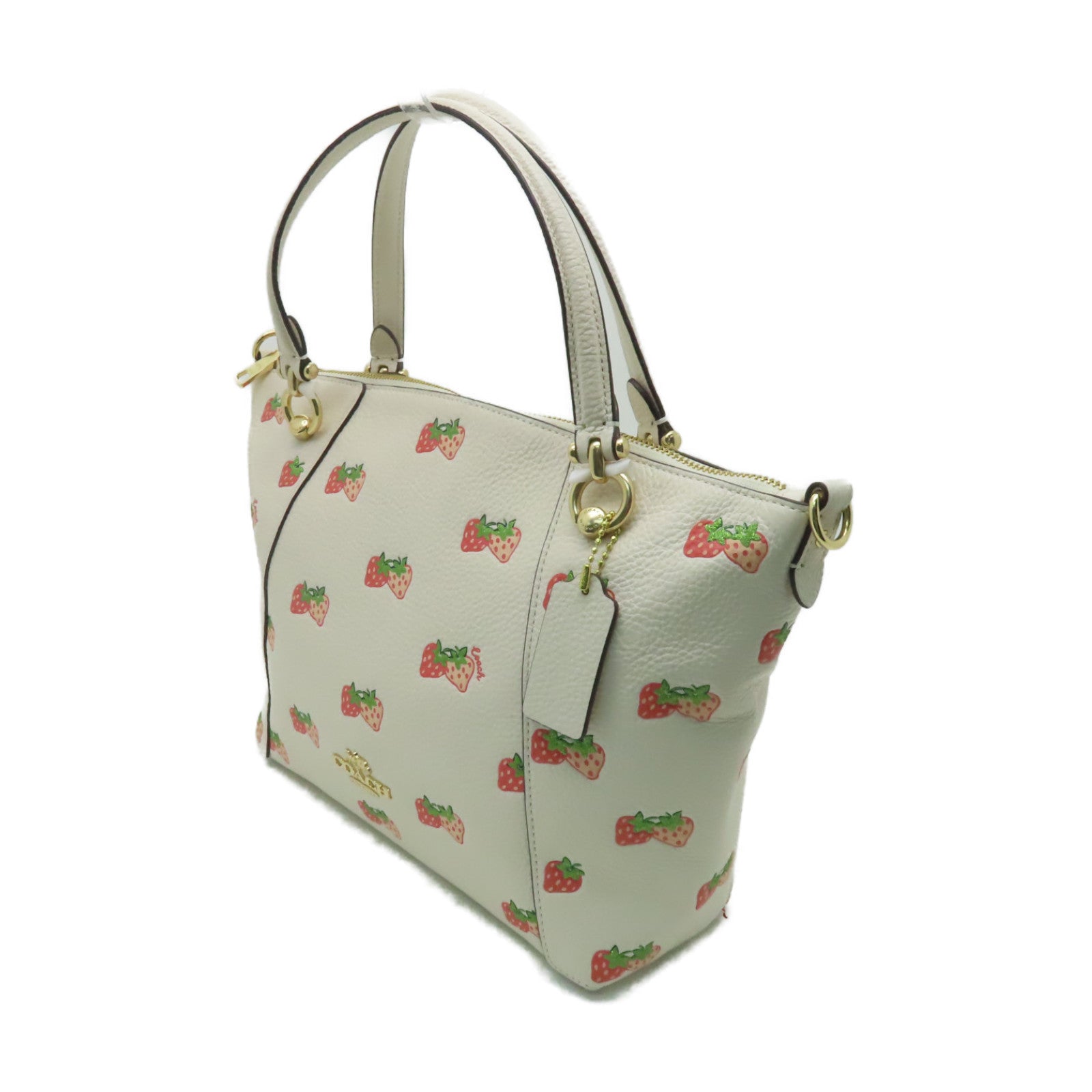 COACH 牛皮皮革Shoulder Bag金扣手挽肩背兩用袋白色/紅色/粉紅色