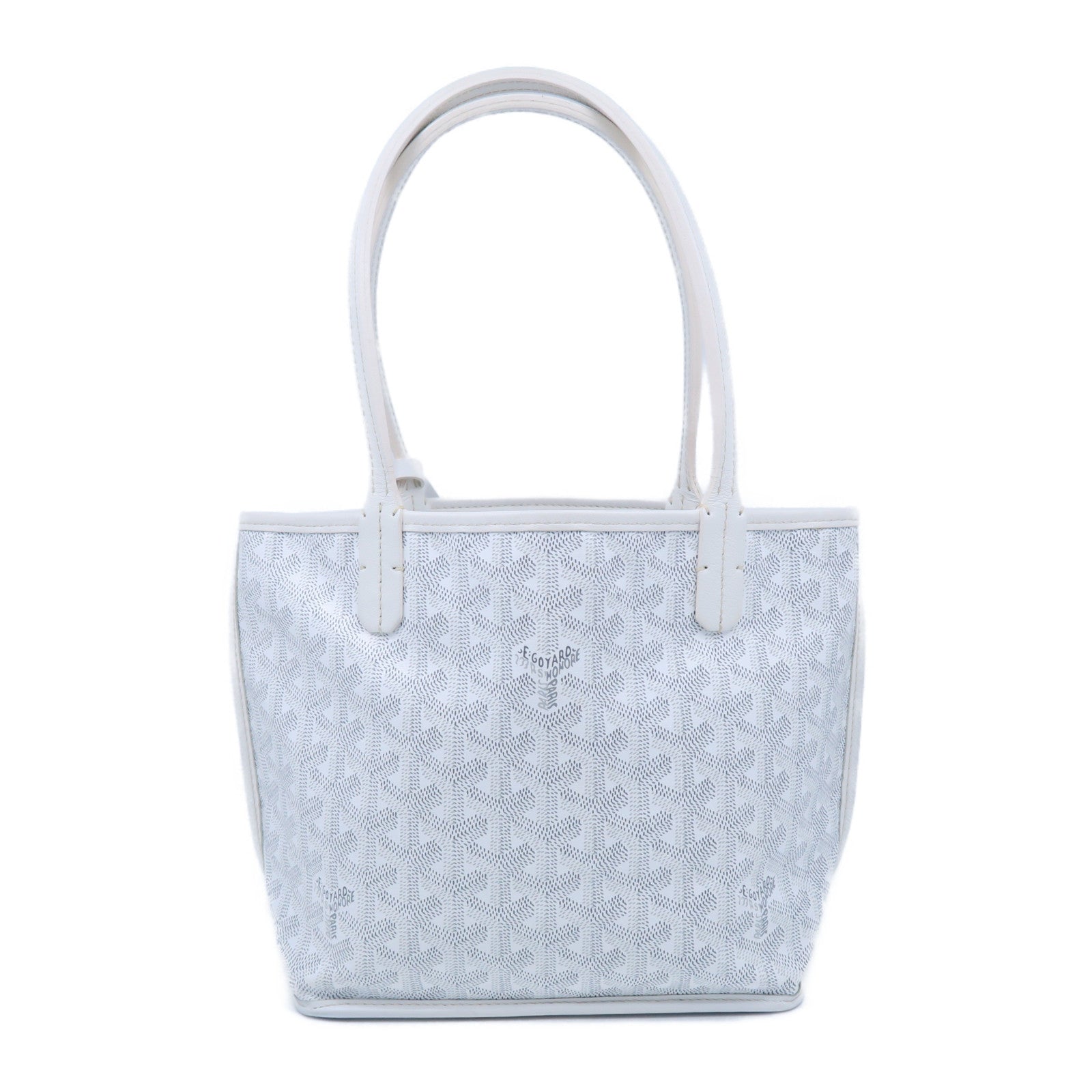 GOYARD 塗層帆布Anjou Mini Bag銀扣手挽袋白色
