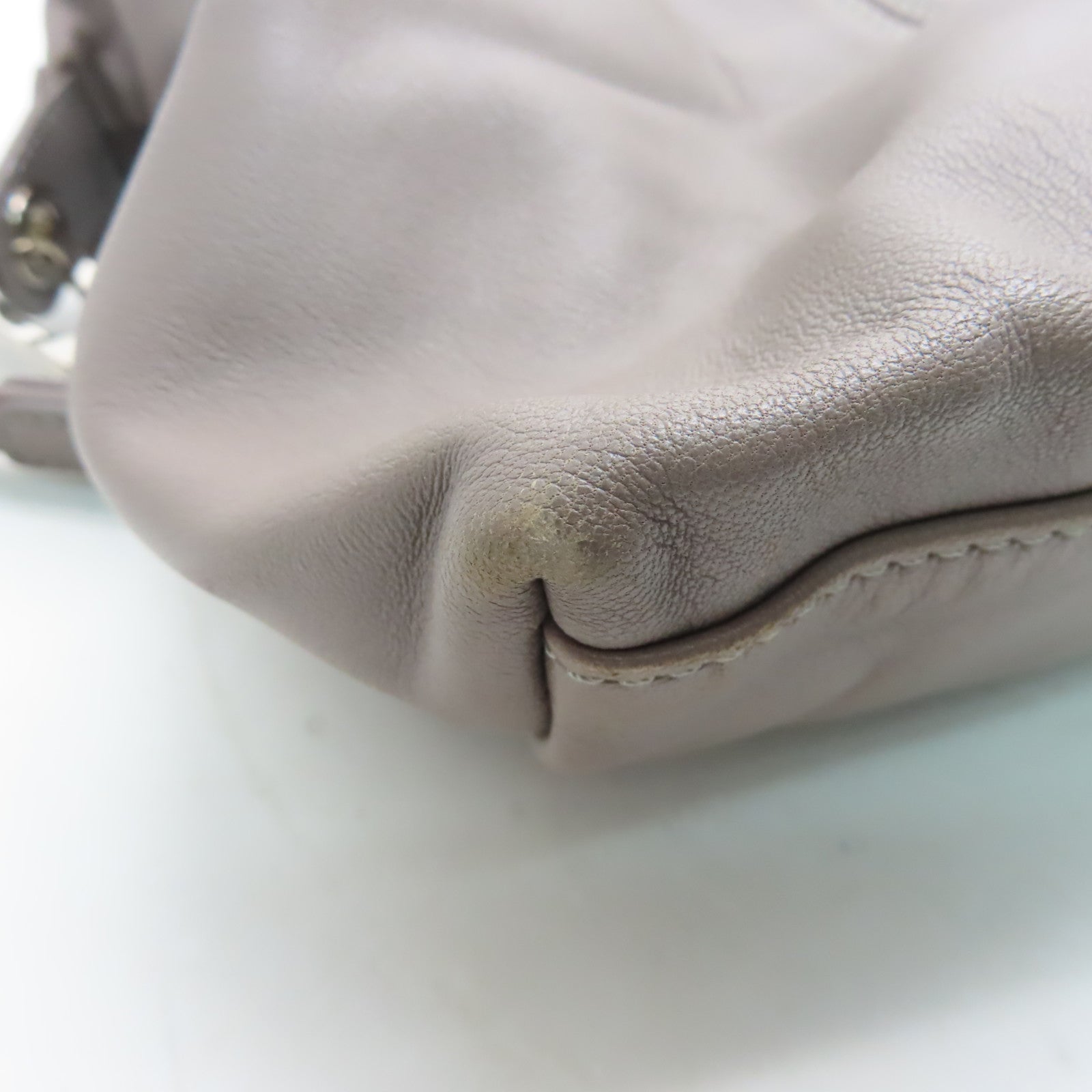 Longchamp 【激減優惠】牛皮皮革2Way Bag銀扣手挽肩背兩用袋卡其色