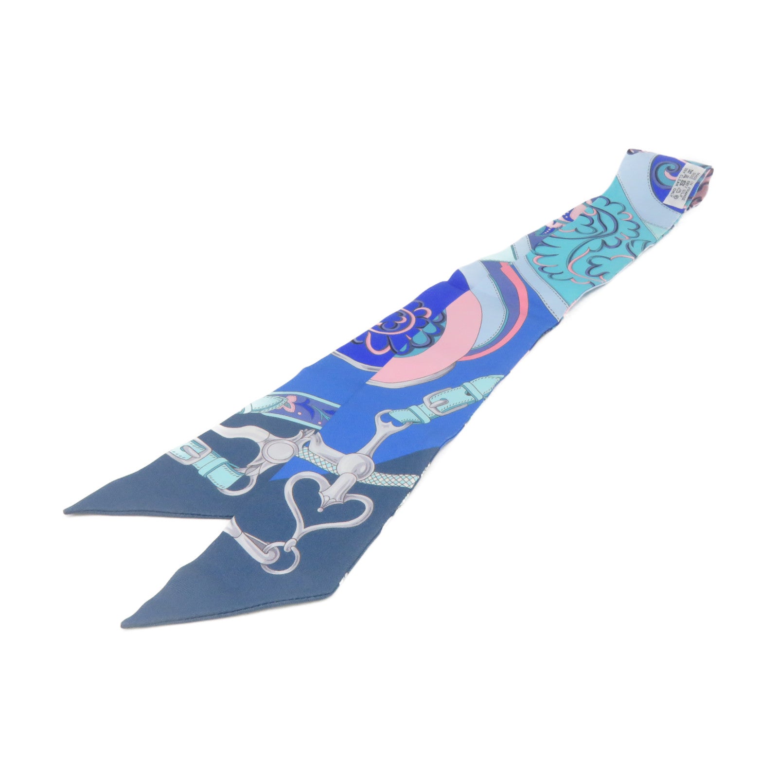 HERMES 【激減優惠】絲質Twilly Scarf絲巾藍色/粉紅色/彩色
