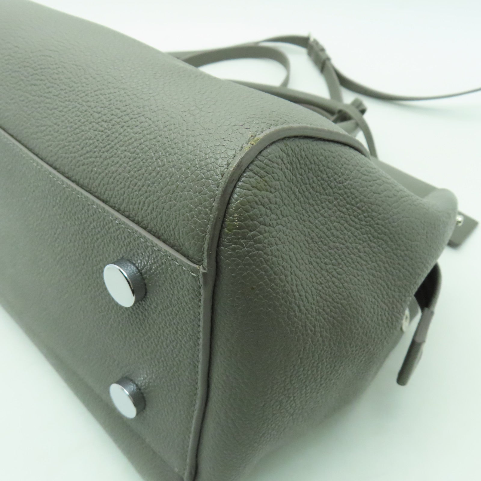 SAINT LAURENT 牛皮皮革2 Way Shoulder銀扣手挽肩背兩用袋灰色