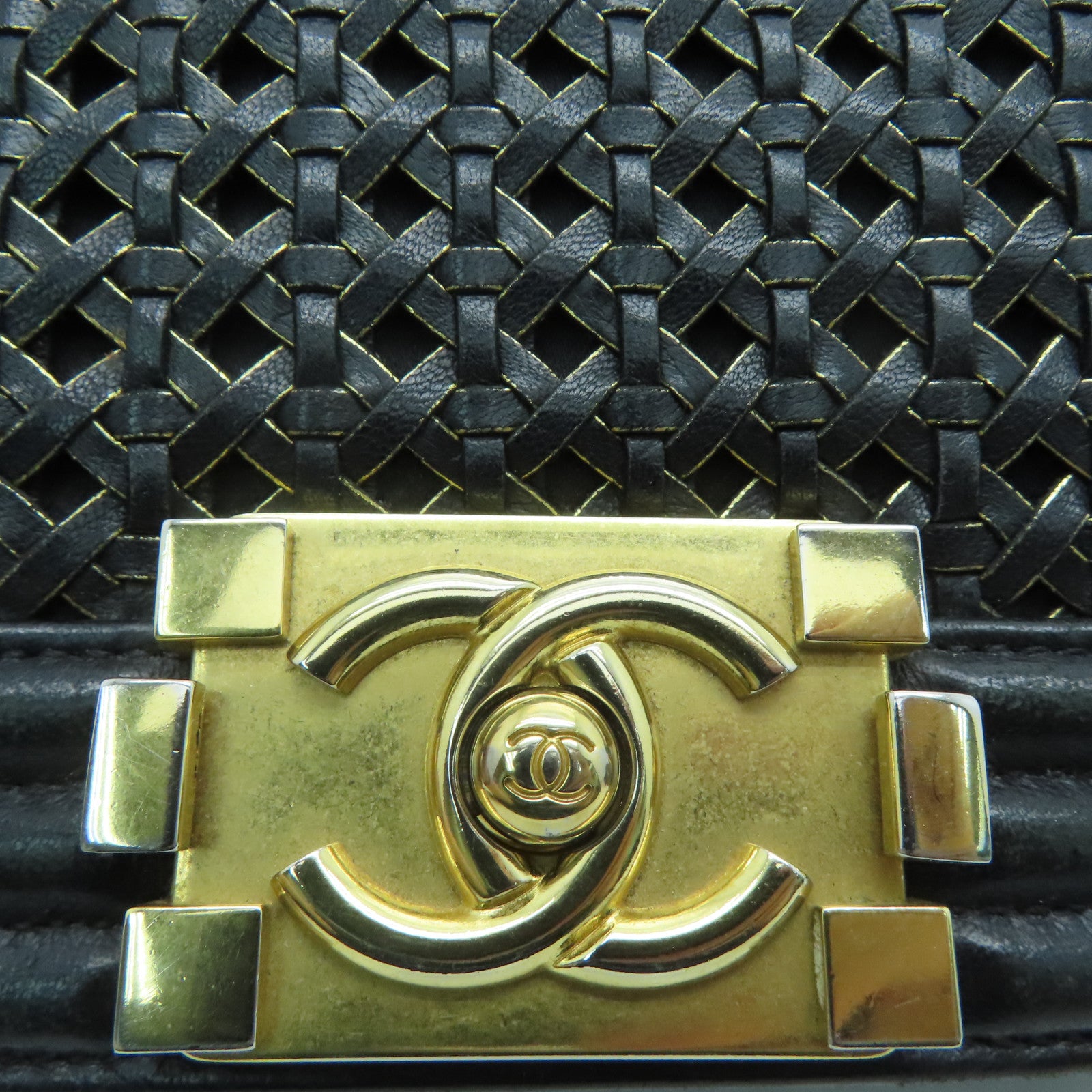 CHANEL 【激减优惠】牛皮皮革Boy Chanel 25cm金扣肩背袋黑色