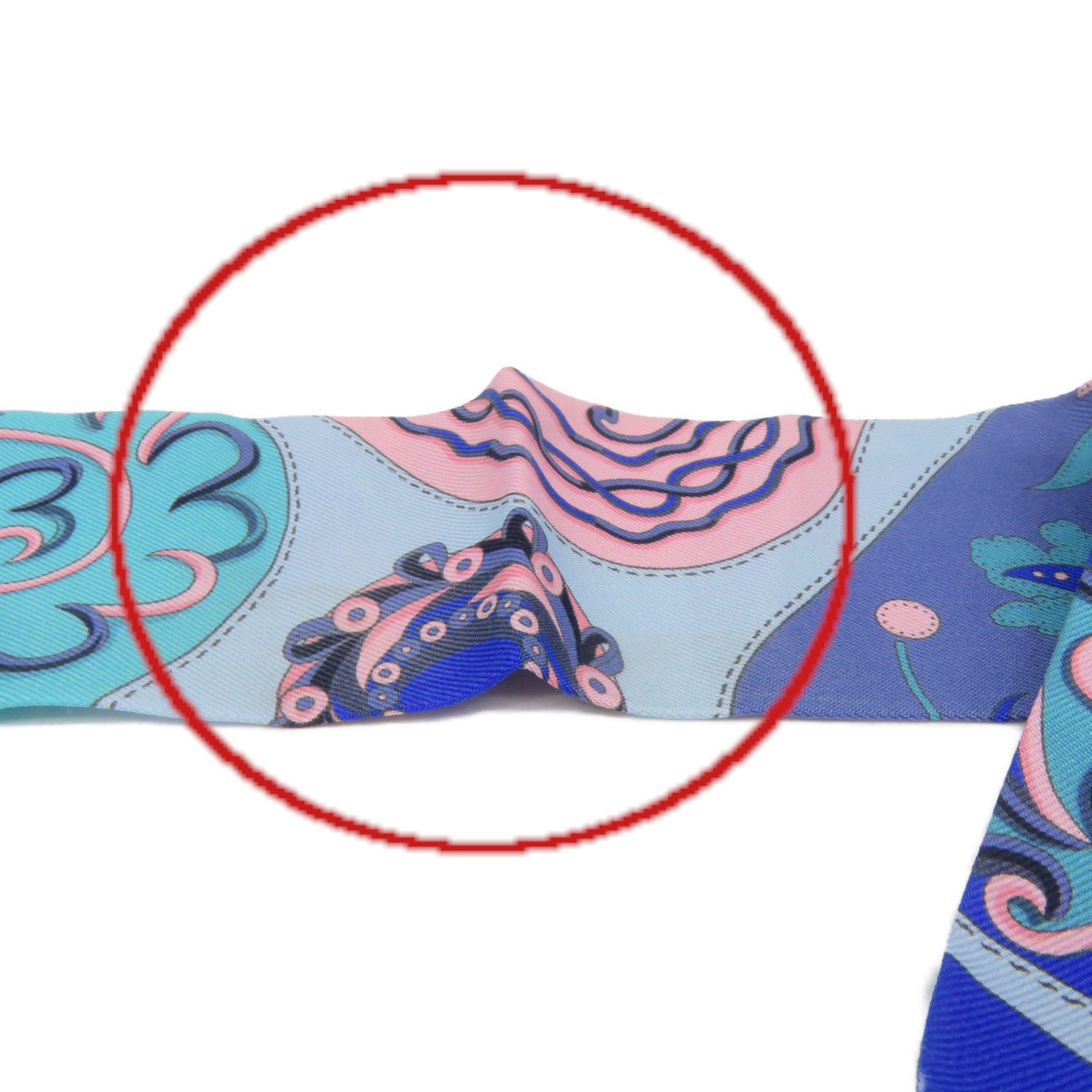 HERMES 【激減優惠】絲質Twilly Scarf絲巾藍色/粉紅色/彩色