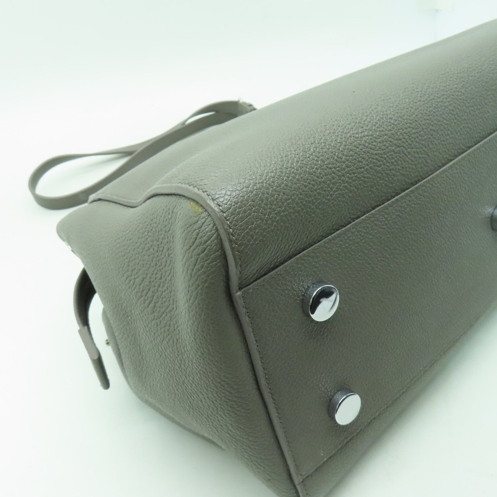 SAINT LAURENT 牛皮皮革2 Way Shoulder銀扣手挽肩背兩用袋灰色
