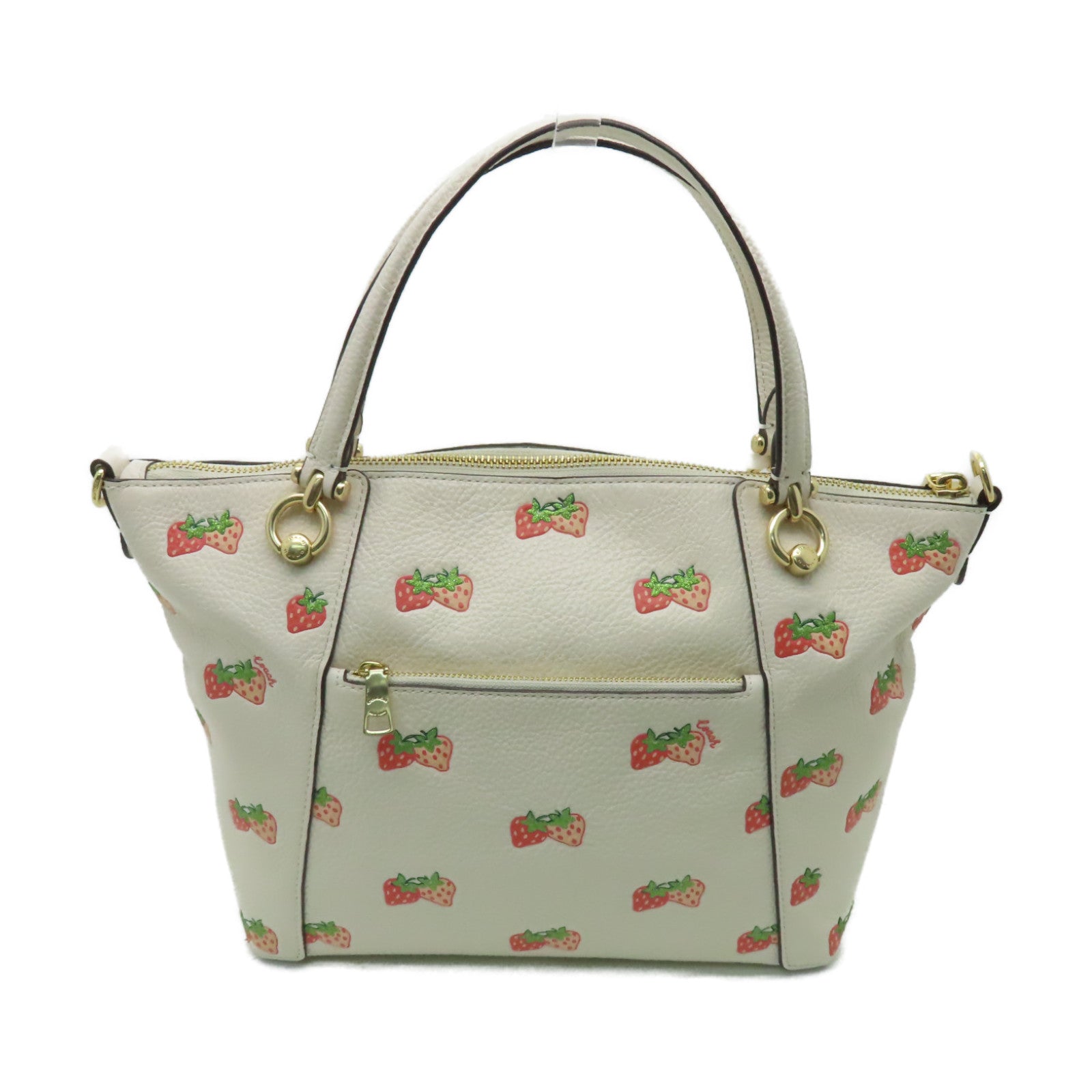 COACH 牛皮皮革Shoulder Bag金扣手挽肩背兩用袋白色/紅色/粉紅色