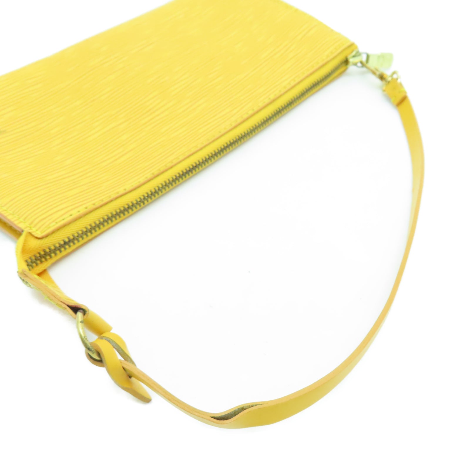 LOUIS VUITTON Epi Pochette Accessories金扣手拿包黃色