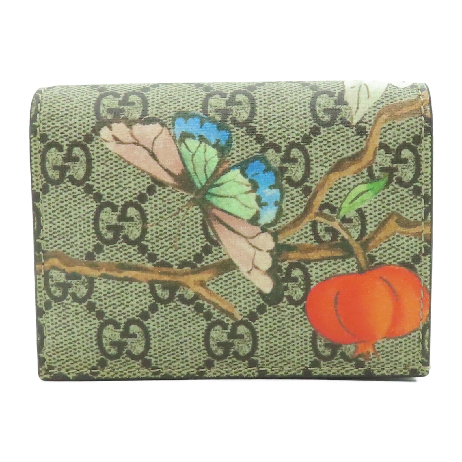 GUCCI 塗層帆布Wallet金扣錢包啡色/紅色