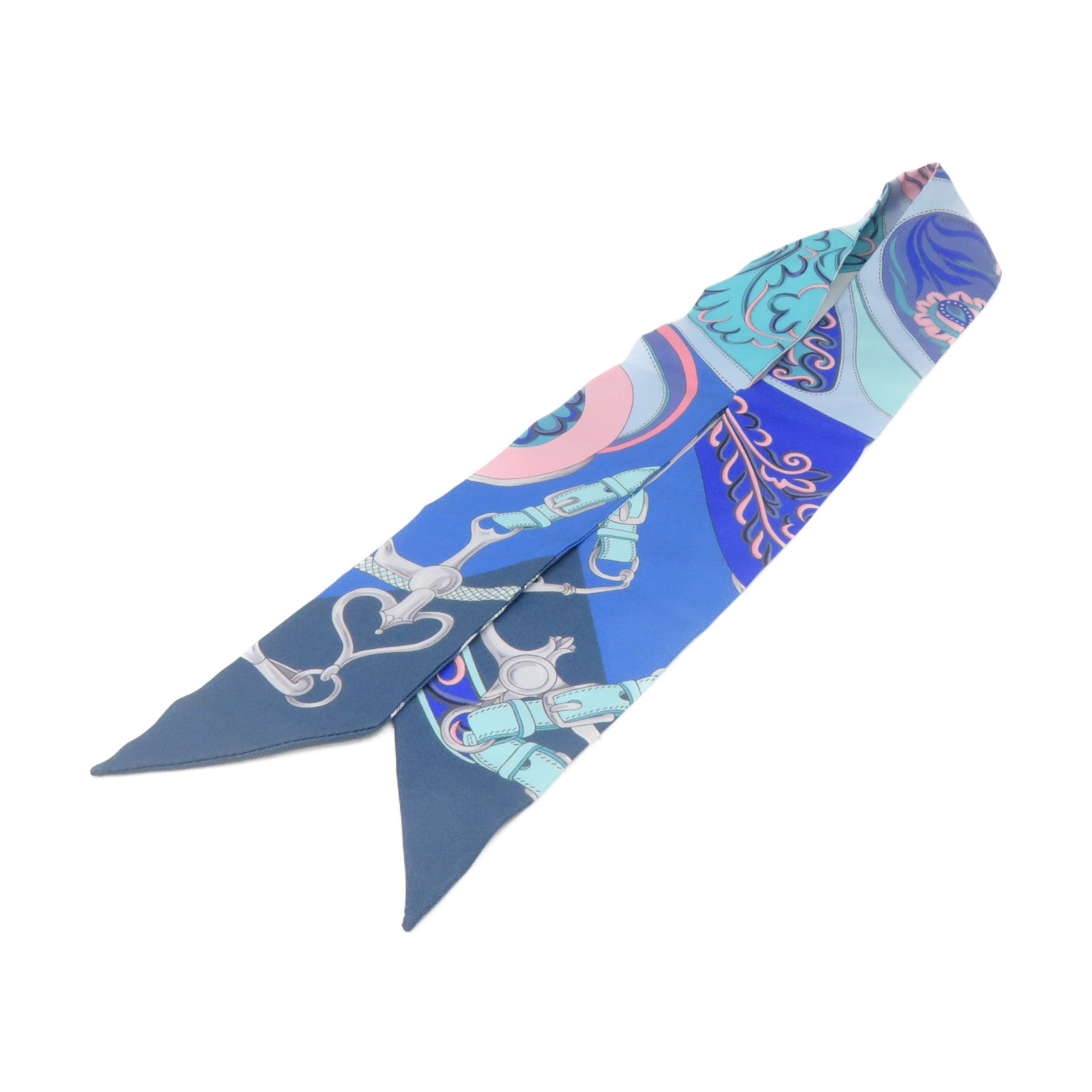 HERMES 【激減優惠】絲質Twilly Scarf絲巾藍色/粉紅色/彩色
