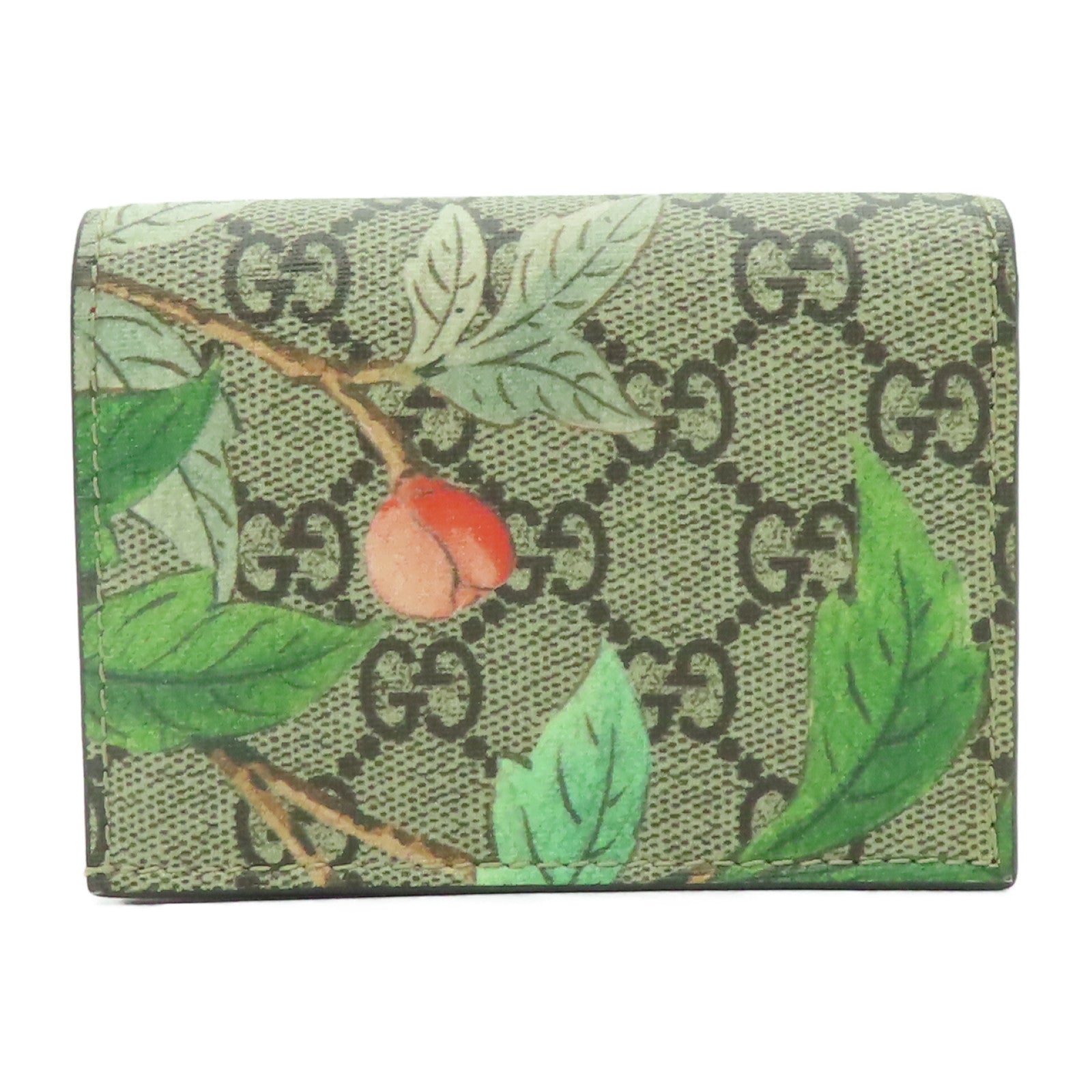 GUCCI 塗層帆布Wallet金扣錢包啡色/紅色