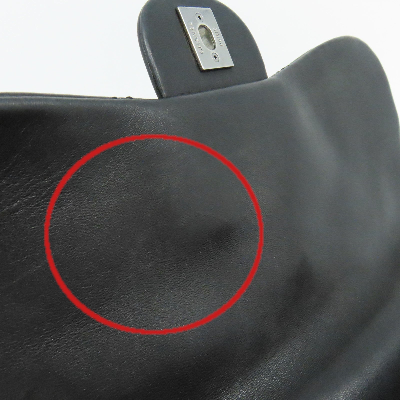 CHANEL 菱格羊皮皮革Chain Shoulder Bag銀扣鏈帶肩背袋黑色